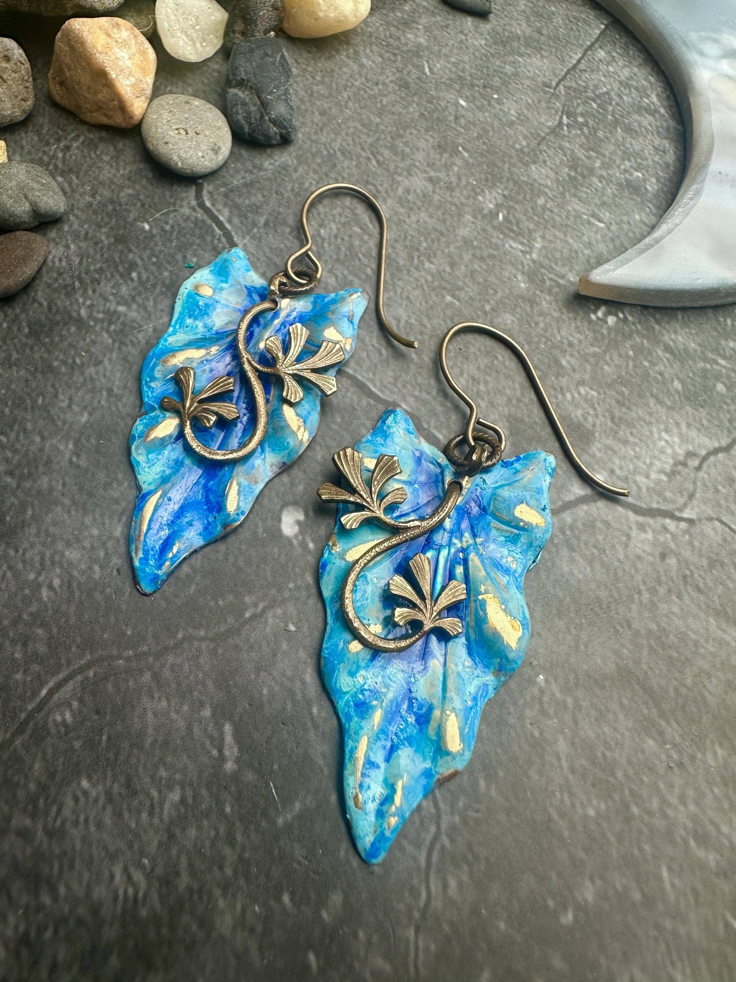 Fairy Leaf Earrings - Art Nouveau Style