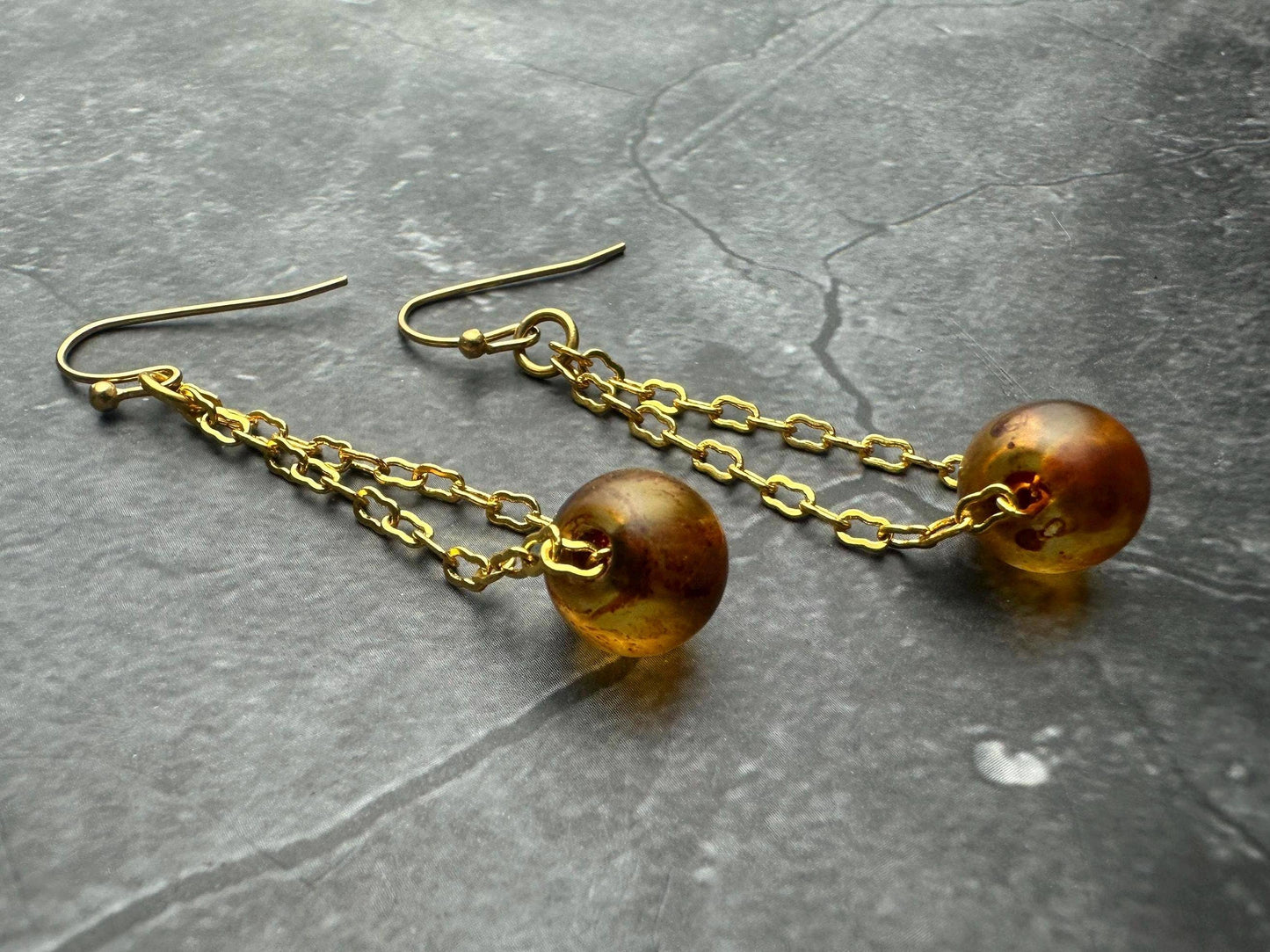 Earthen Sphere Art Glass Earrings