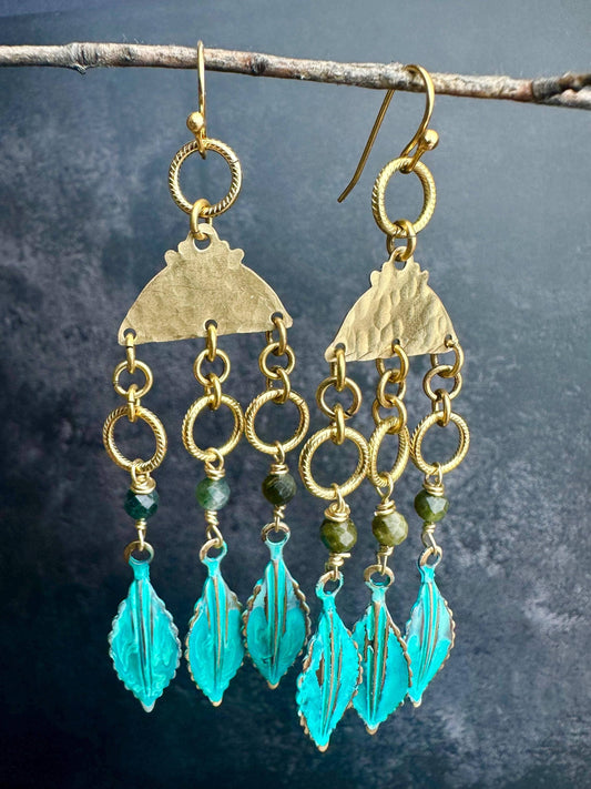 Gilded Goddess Leaf Earrings