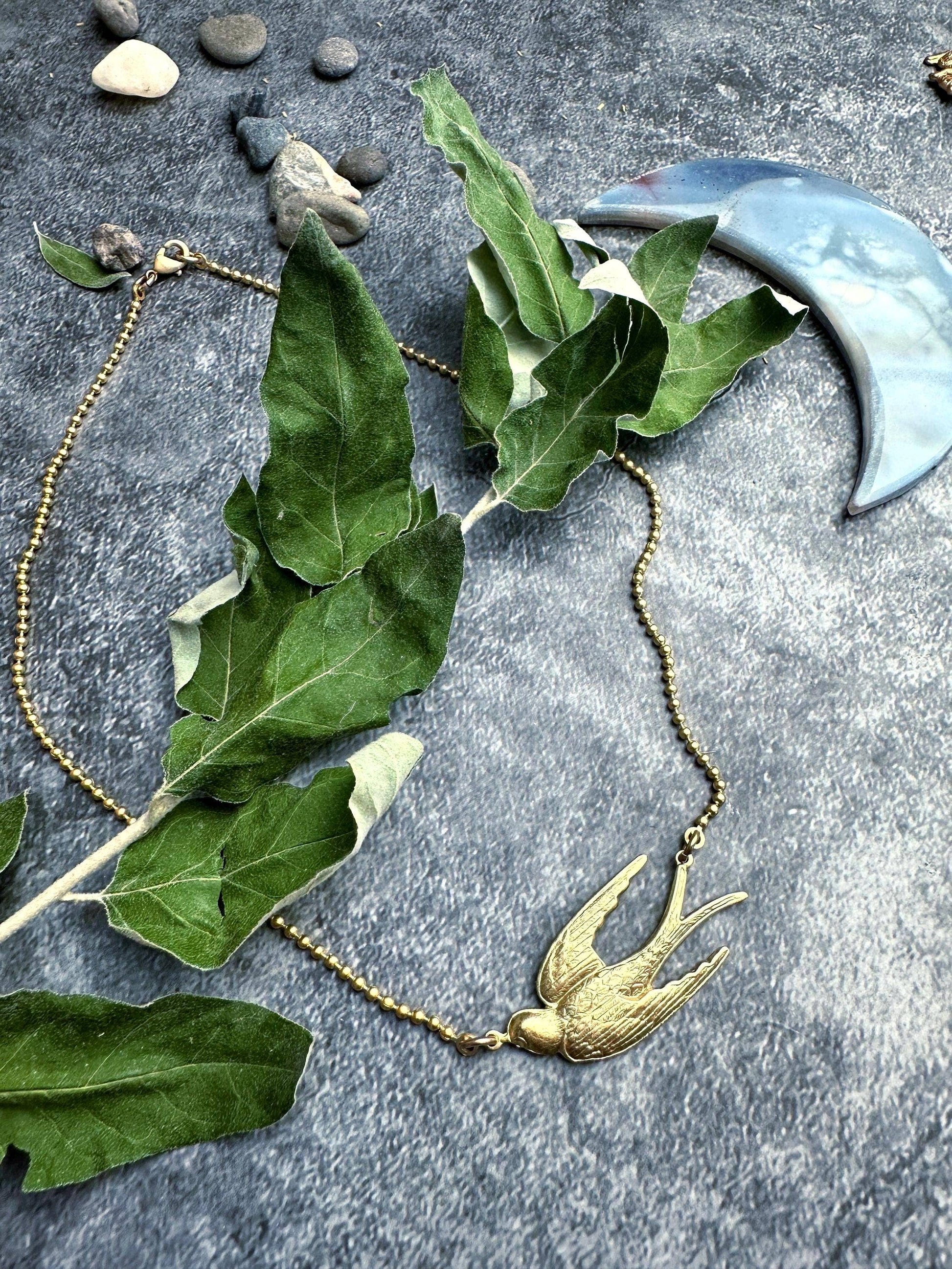 Enchanting Brass Bird Choker