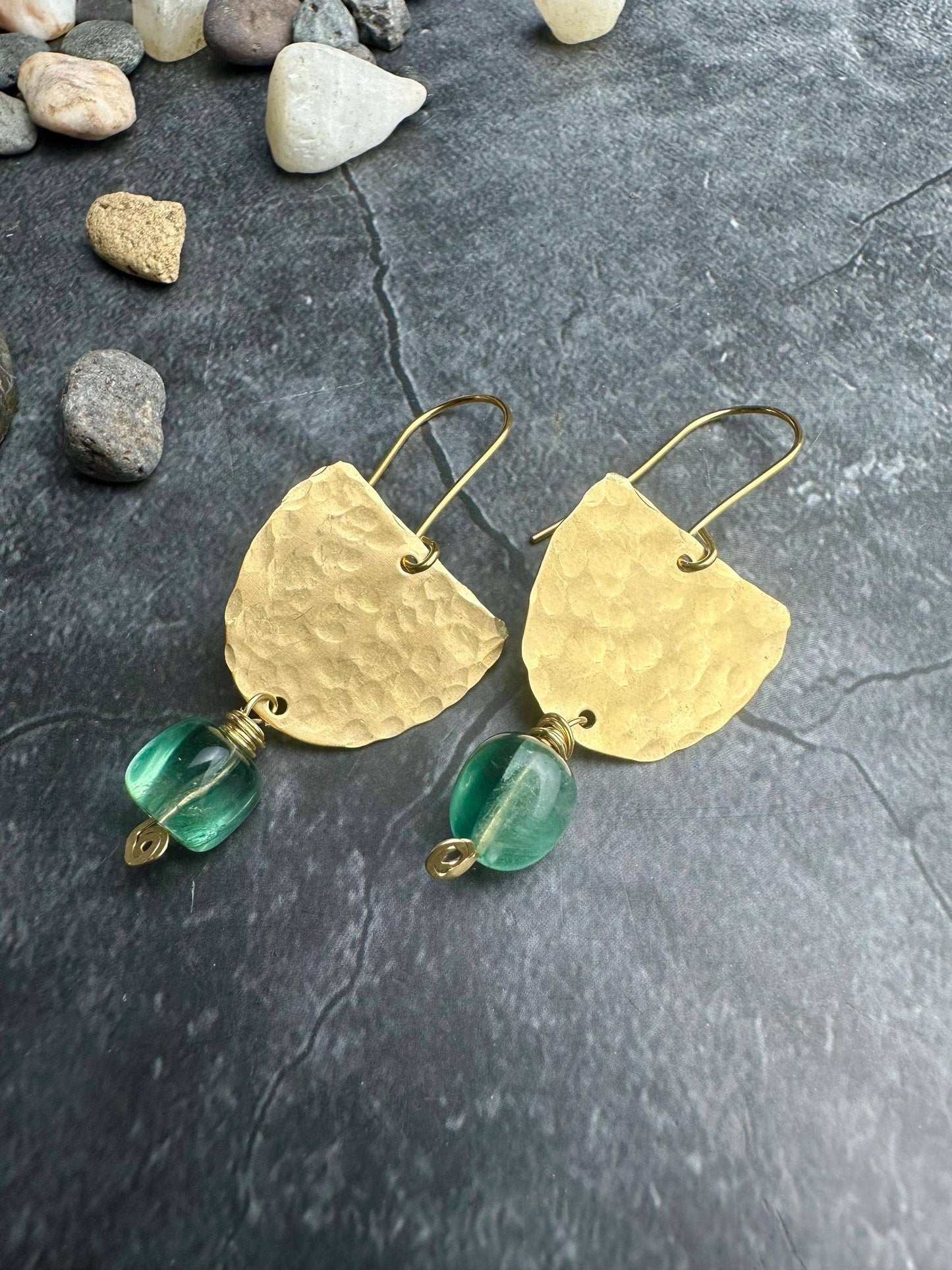 Rustic Hammered Half Oval Geometric Earrings