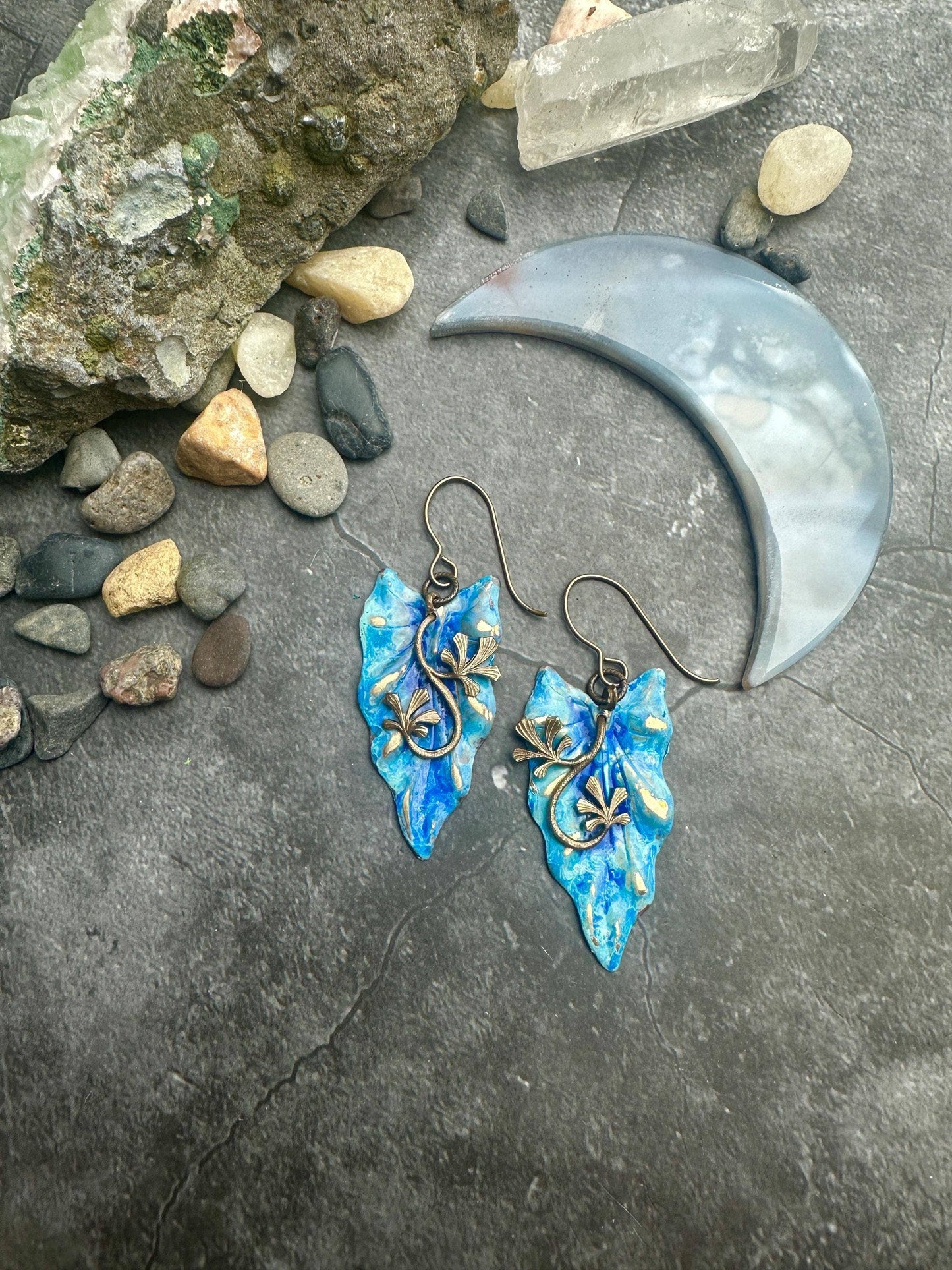 Fairy Leaf Earrings - Art Nouveau Style