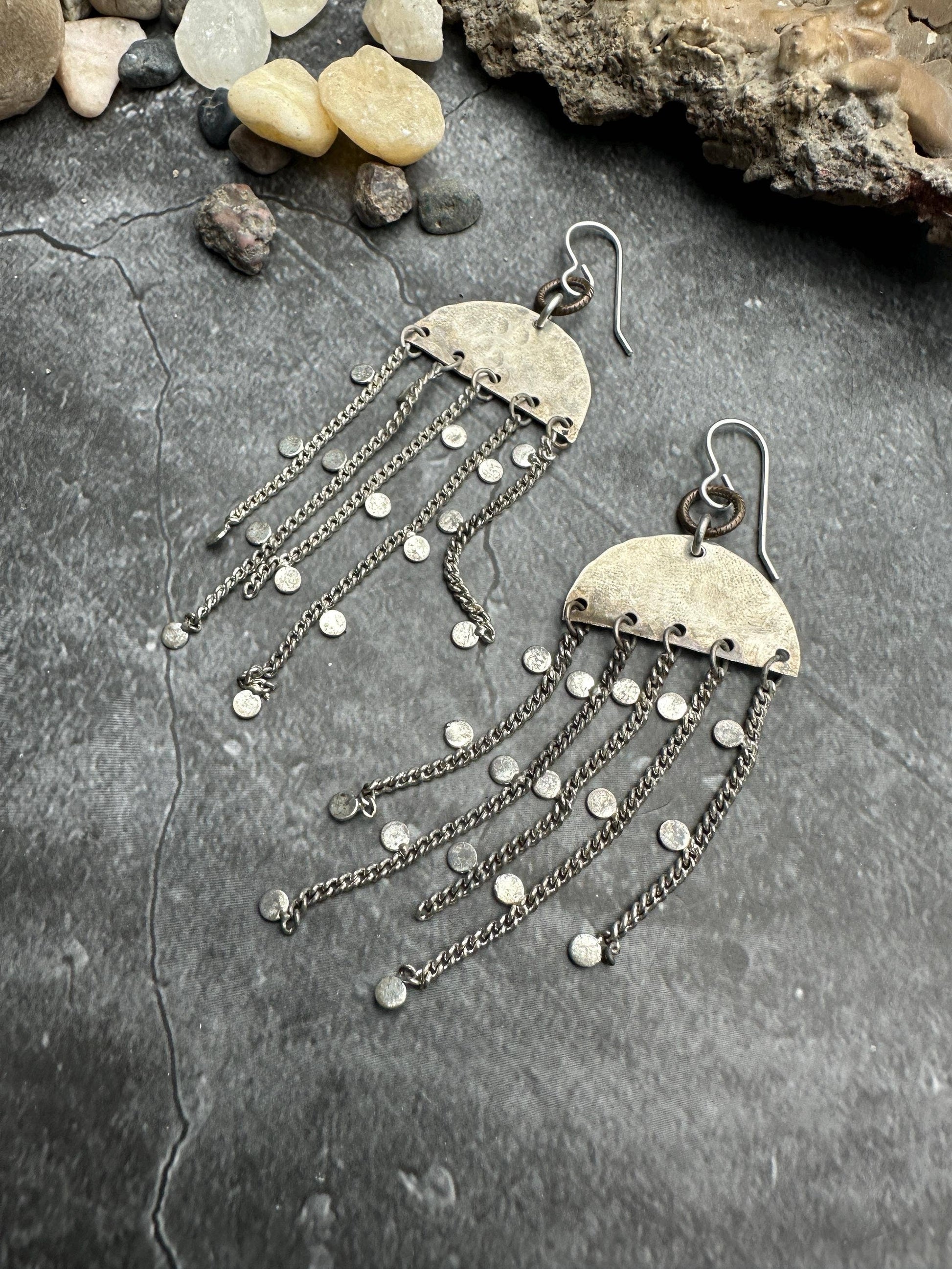 Handcrafted Hammered Artisan Silver Earrings