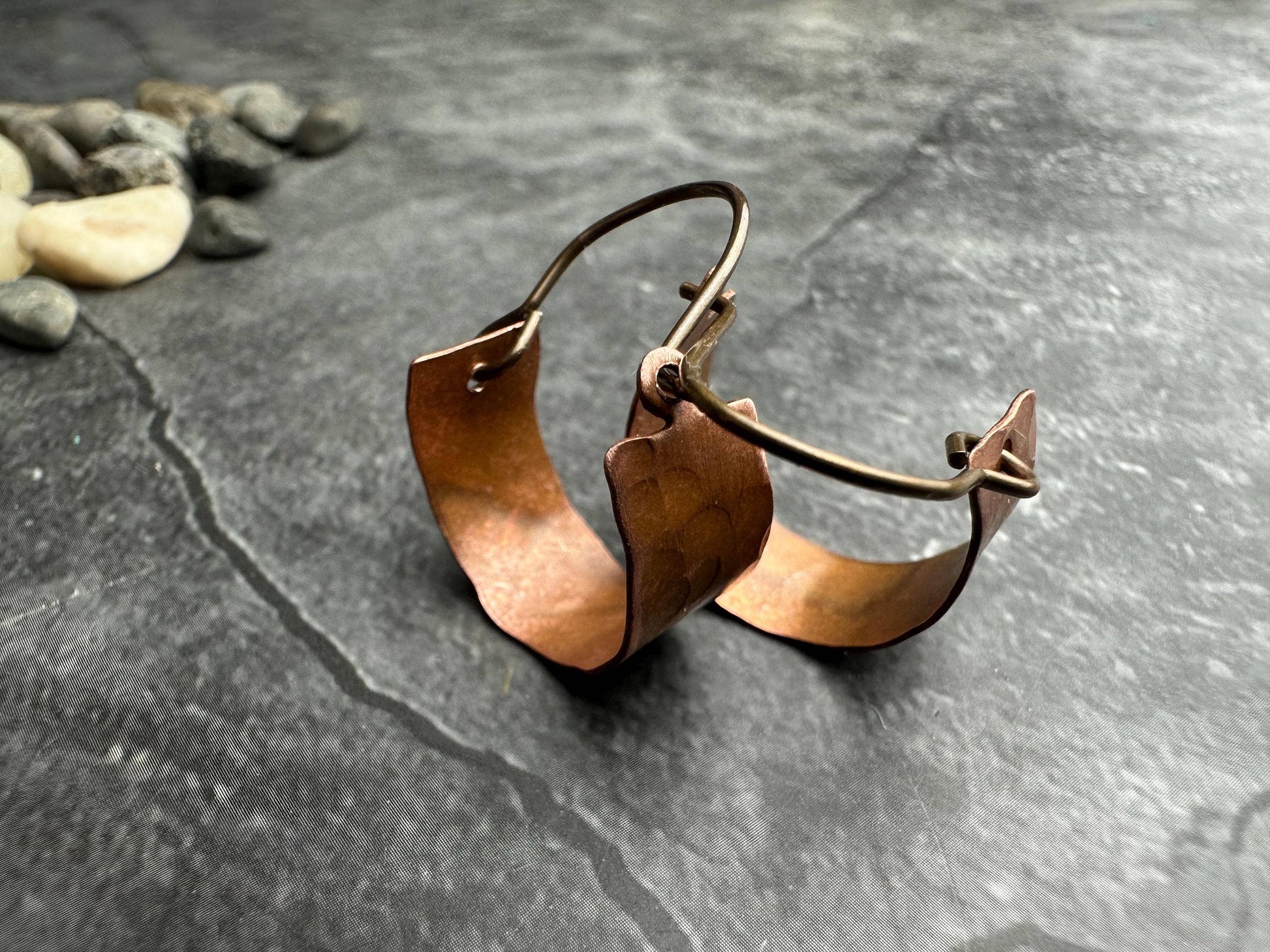 Rustic Handcrafted Copper Hoop Earrings