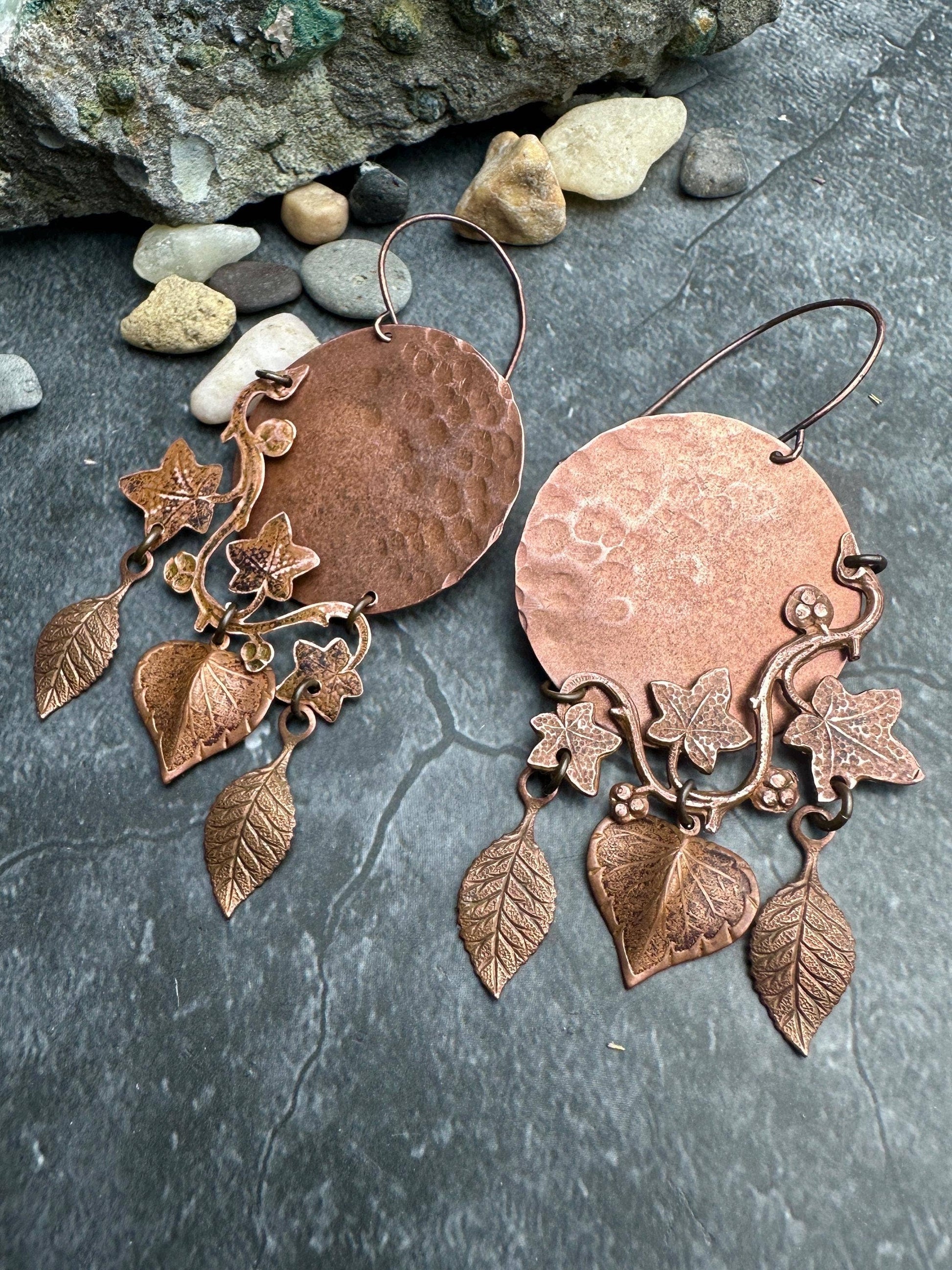 Ivy Moon Handcrafted Hammered Copper Earrings