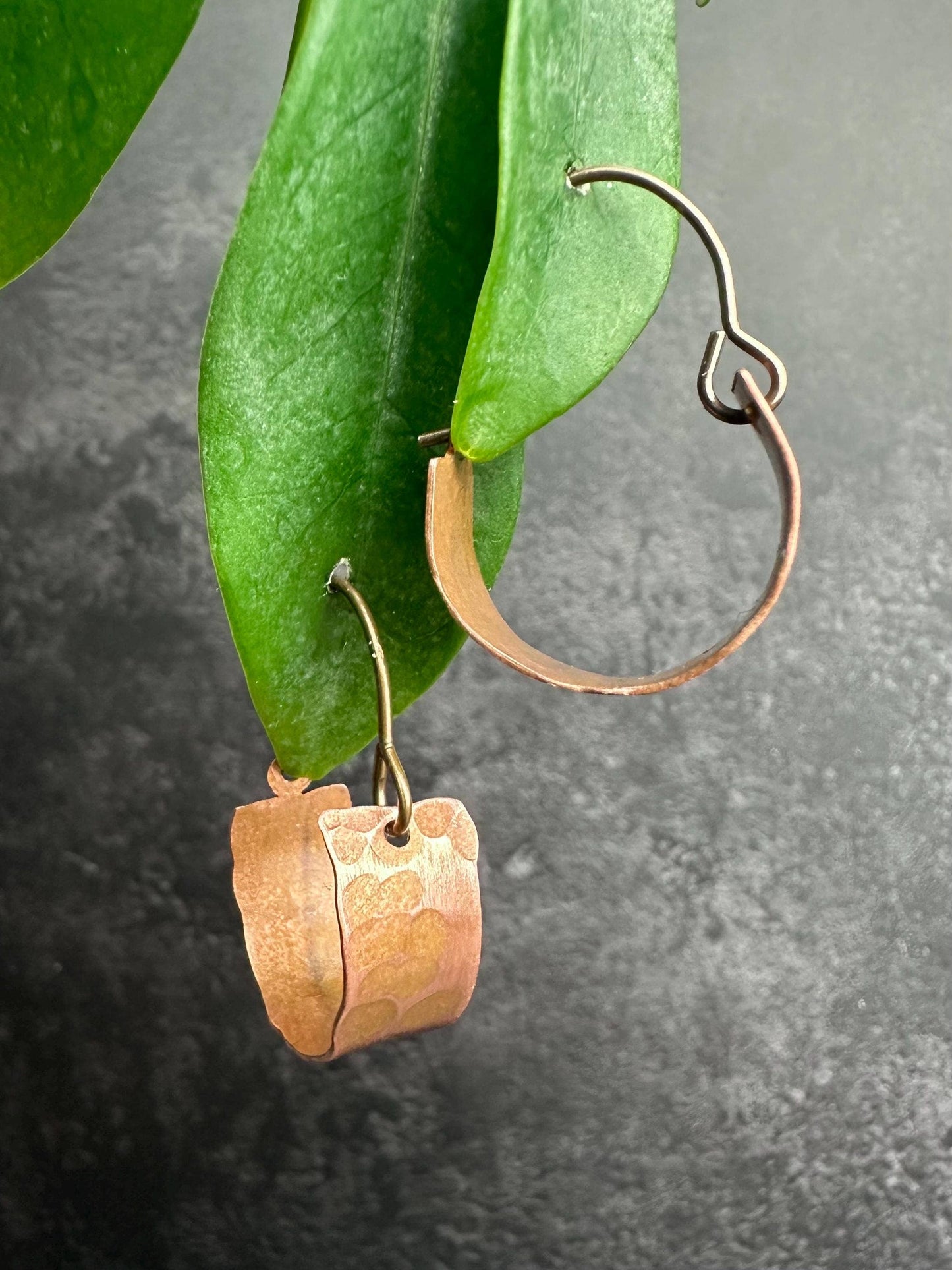 Rustic Handcrafted Copper Hoop Earrings
