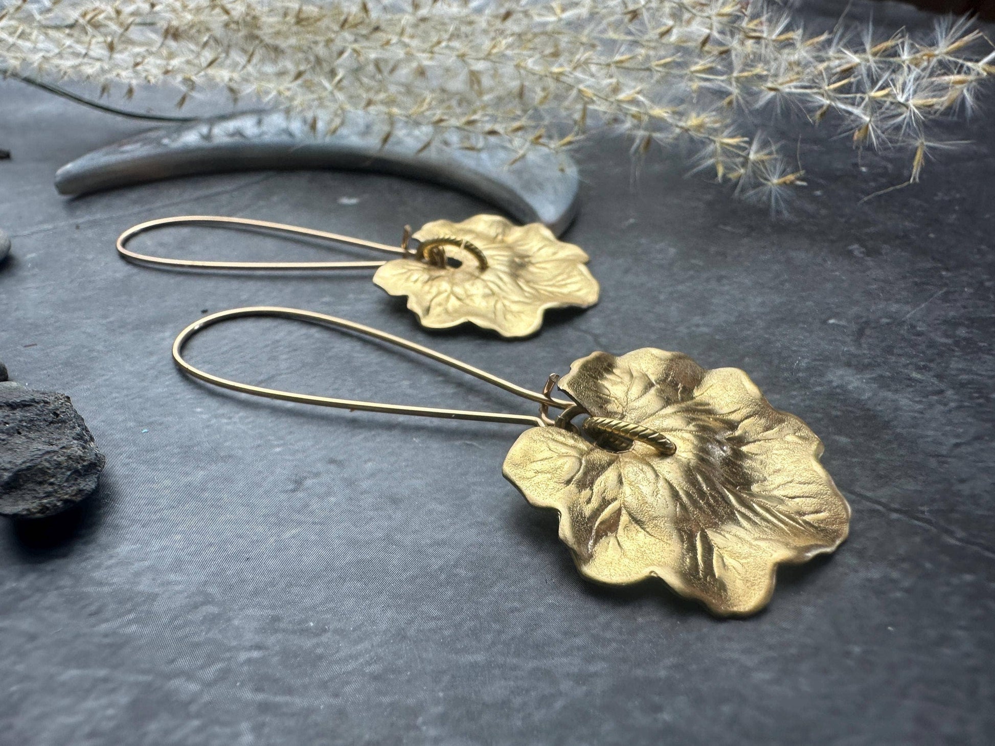 Handcrafted Leaf Dangle Earrings