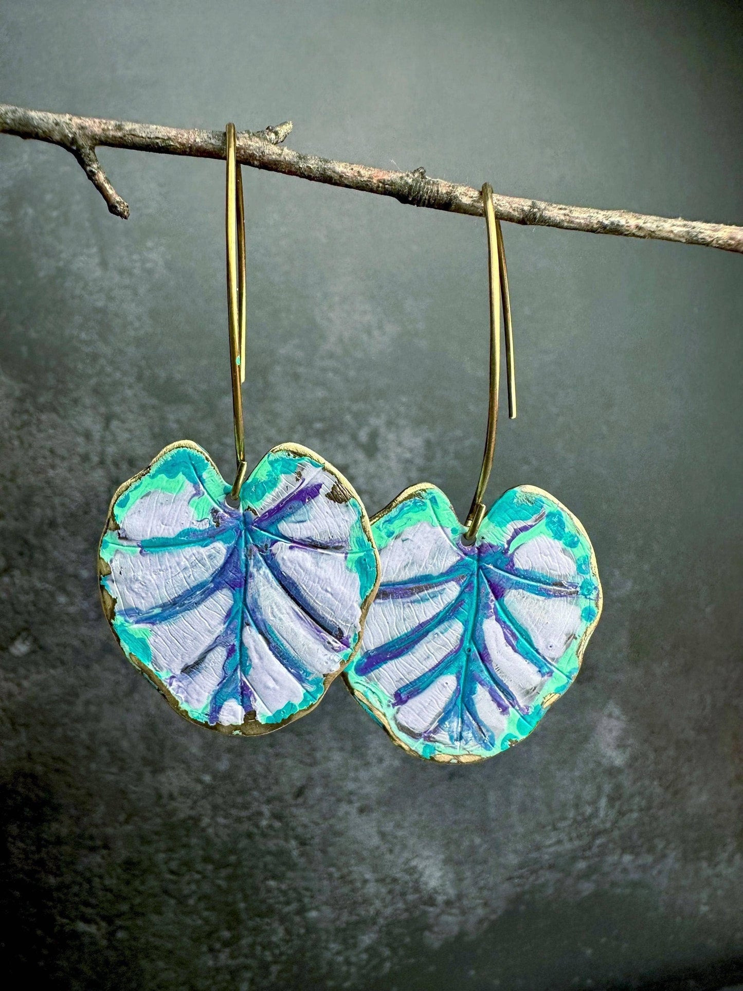 Tropical Leaf Enamel Earrings