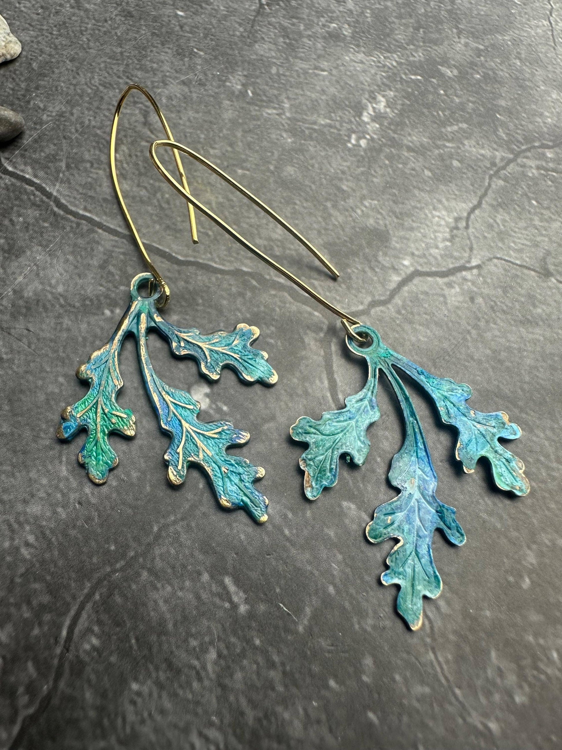 Branching Leaf Earrings - Art Nouveau Style