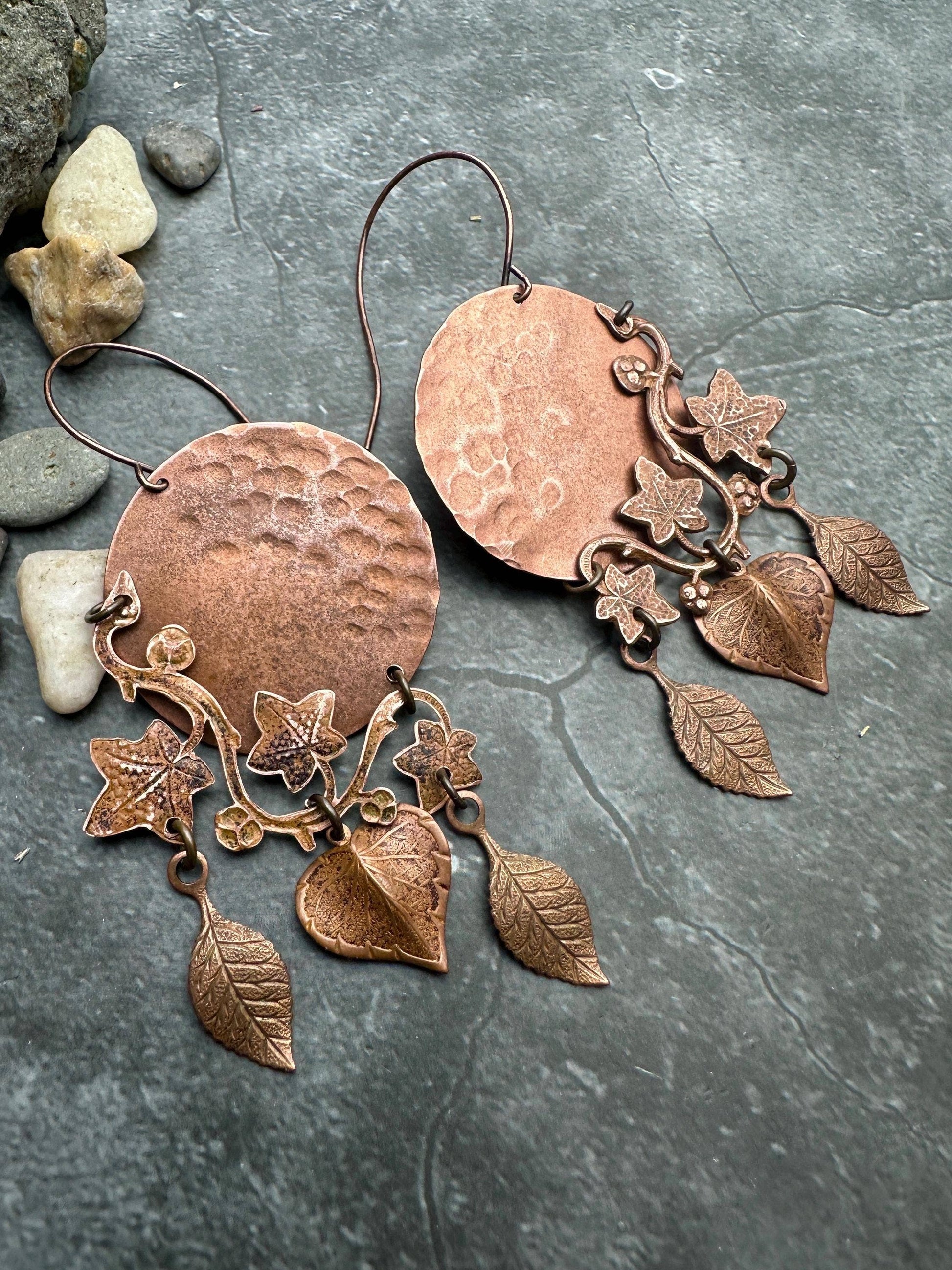 Ivy Moon Handcrafted Hammered Copper Earrings