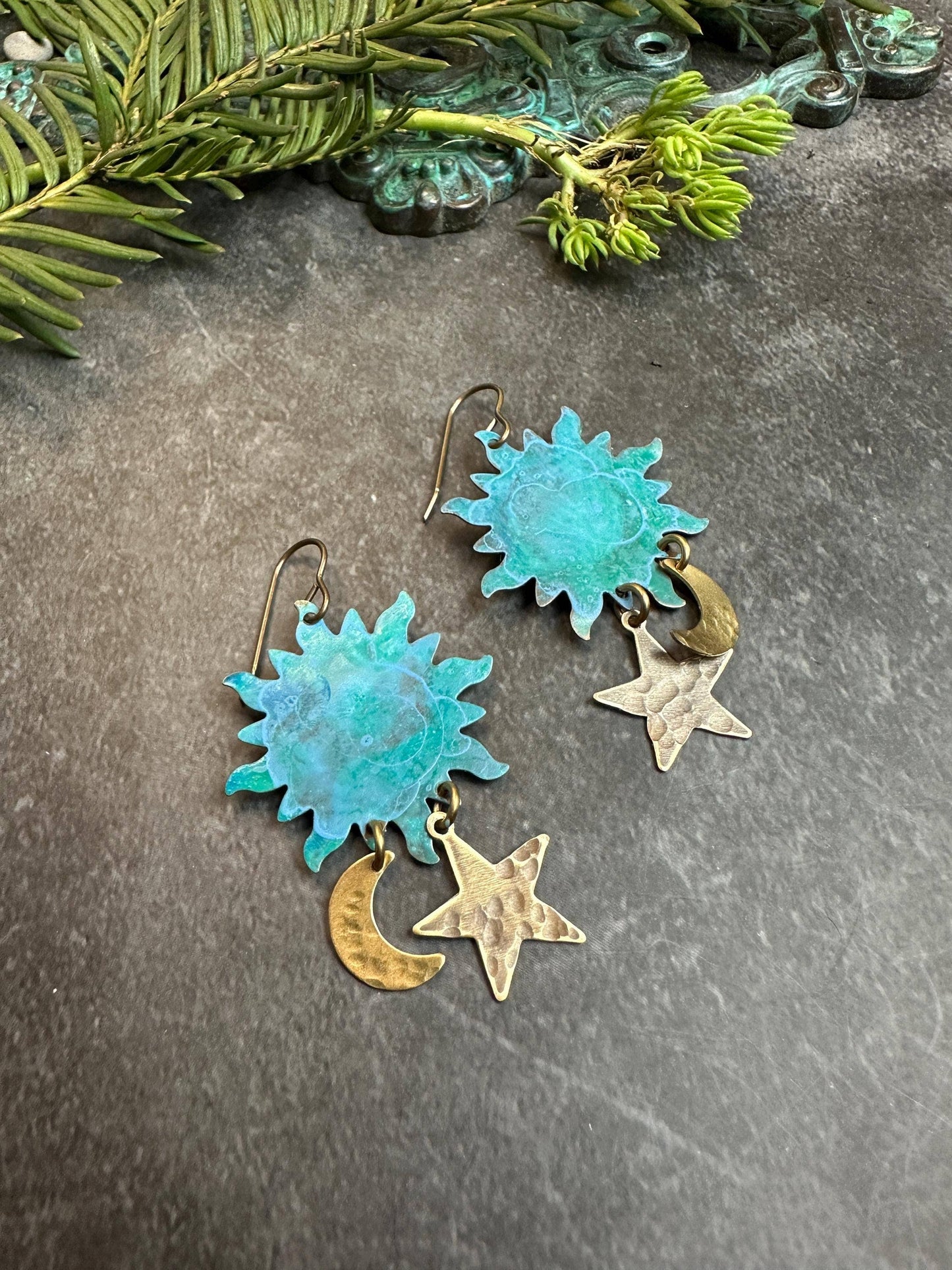 Celestial Brass Earrings