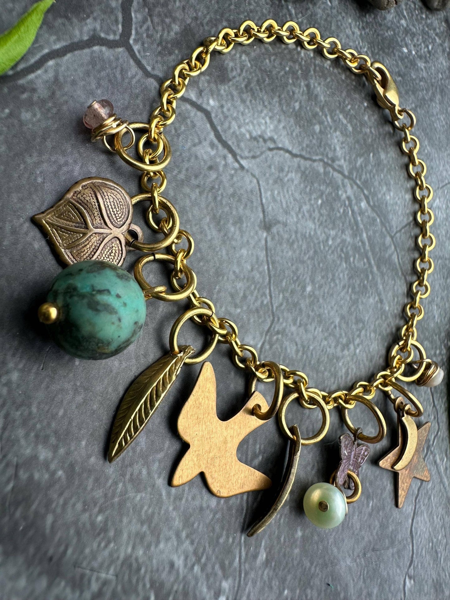 Bird Moon Butterfly Charm Bracelet