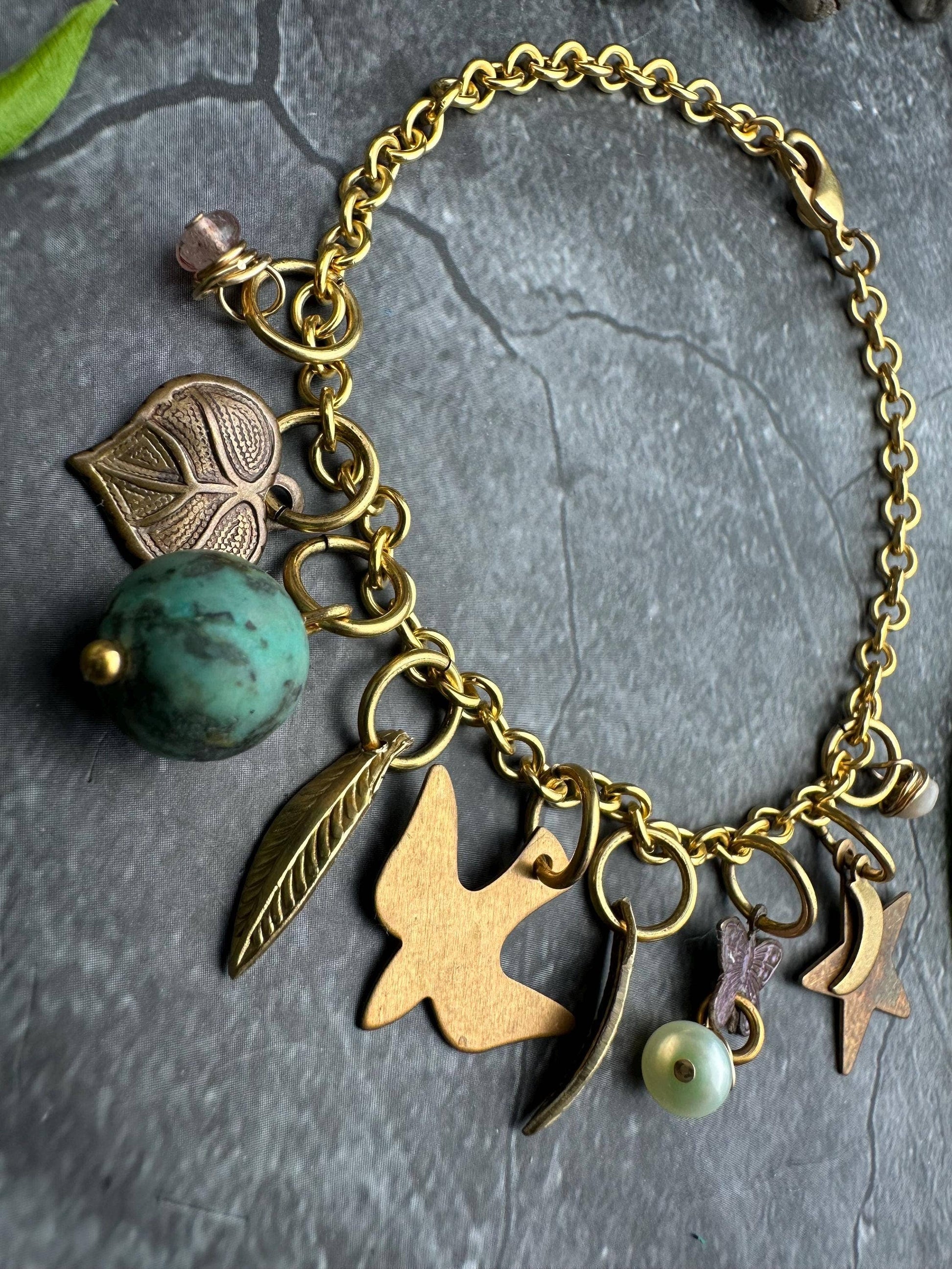 Bird Moon Butterfly Charm Bracelet