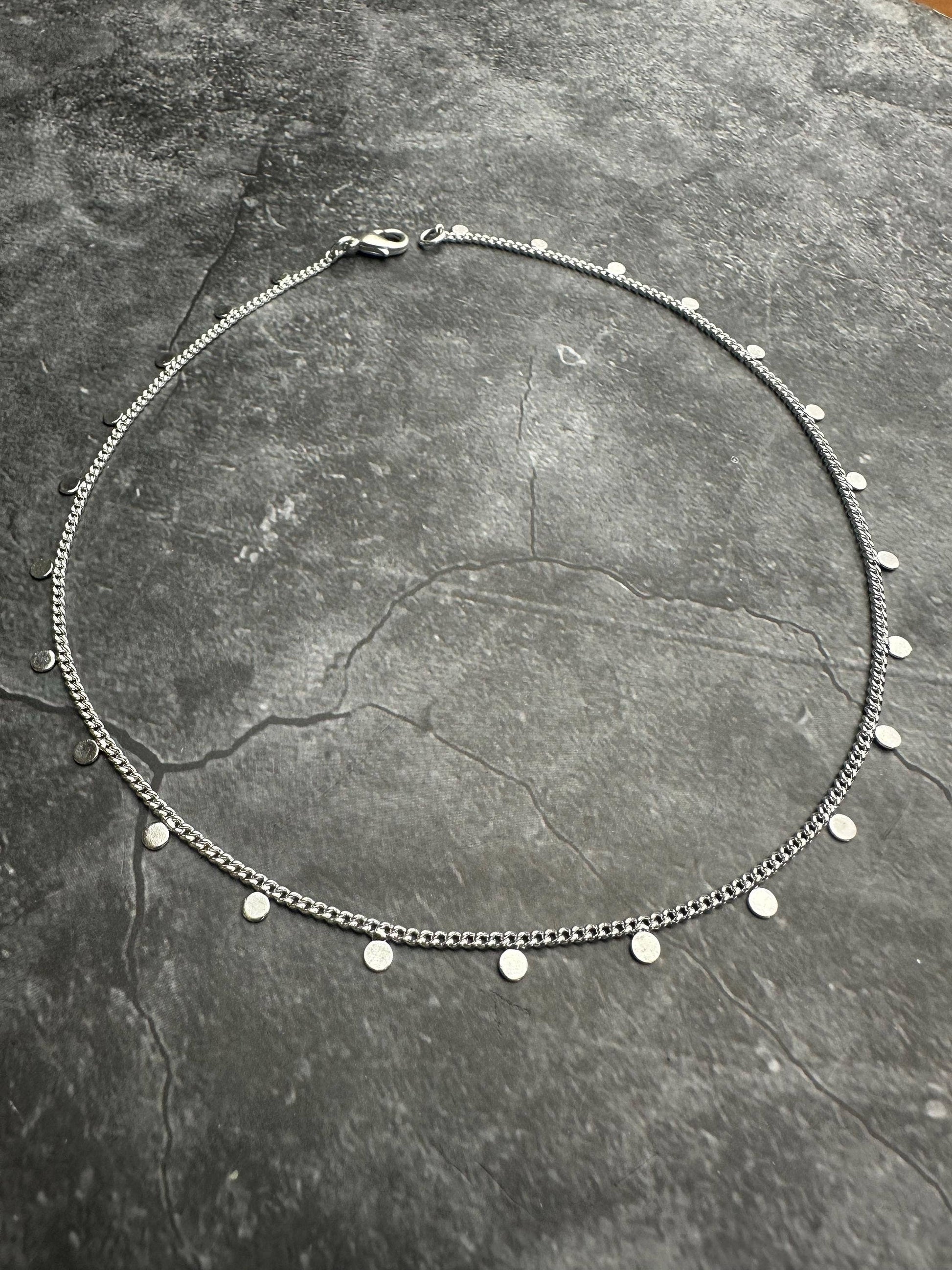 Coin Chain Layering Necklace - Bright Sterling Silver Plated