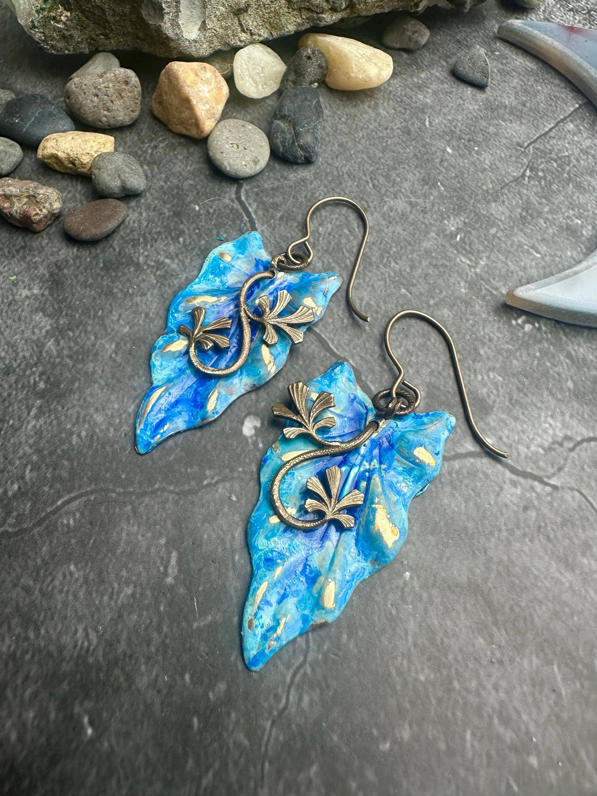 Fairy Leaf Earrings - Art Nouveau Style
