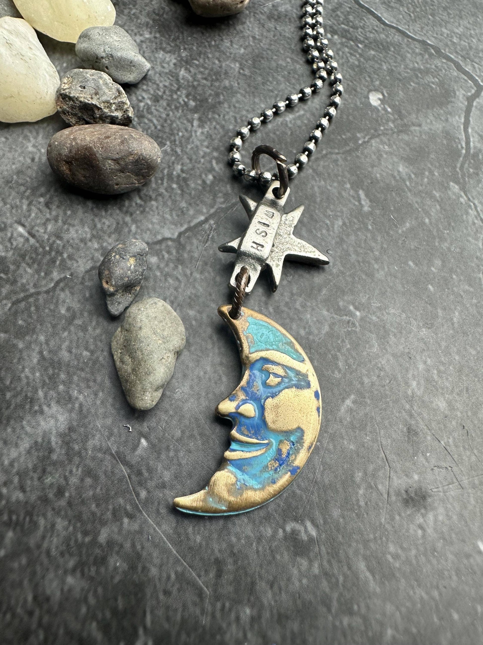Wish Moon Necklace - Hand Patina Finish