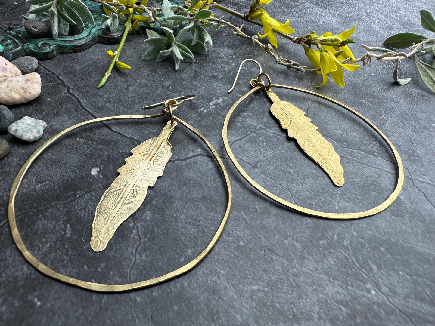Spirit Feather Hoop Earrings