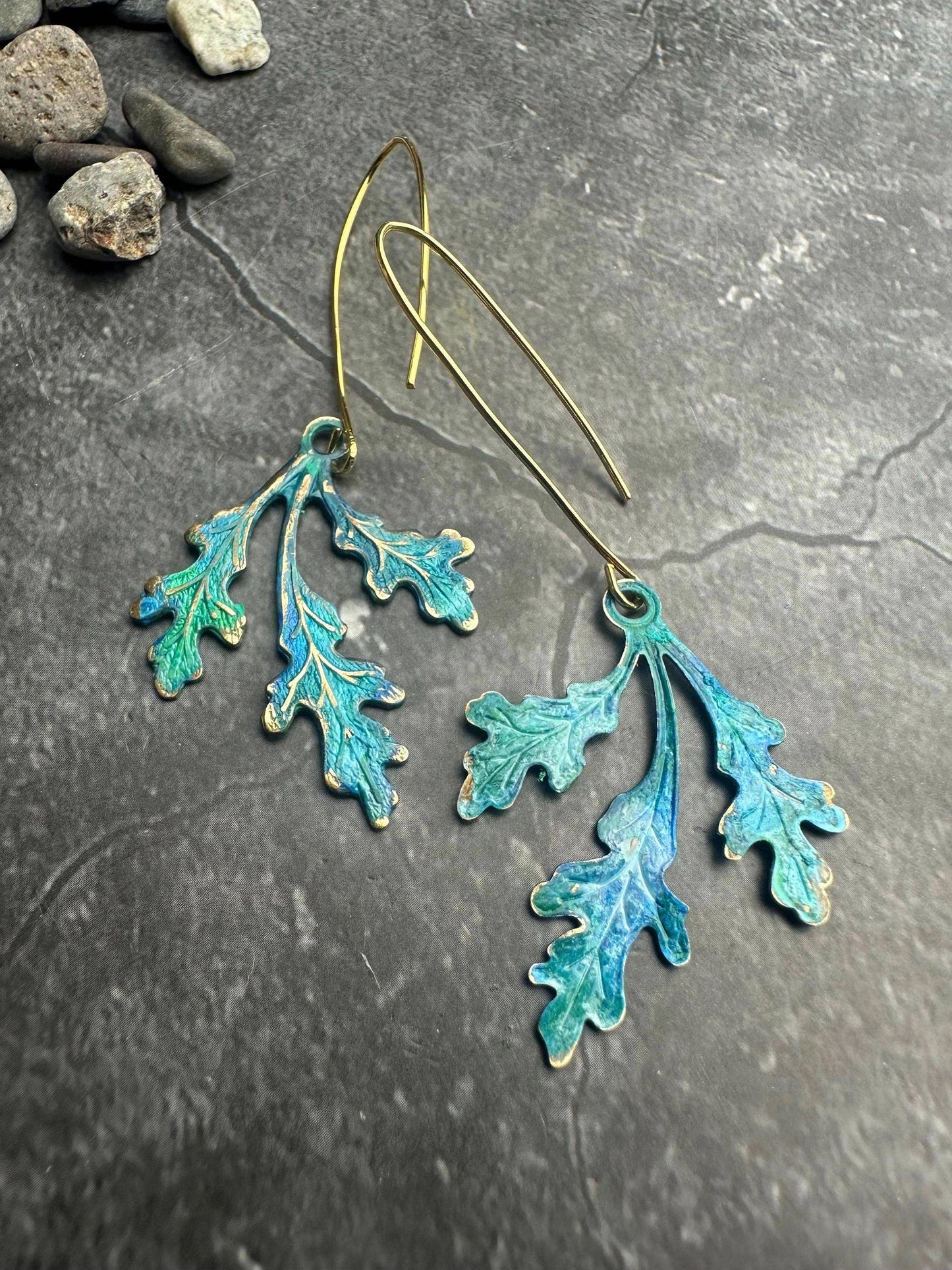 Branching Leaf Earrings - Art Nouveau Style