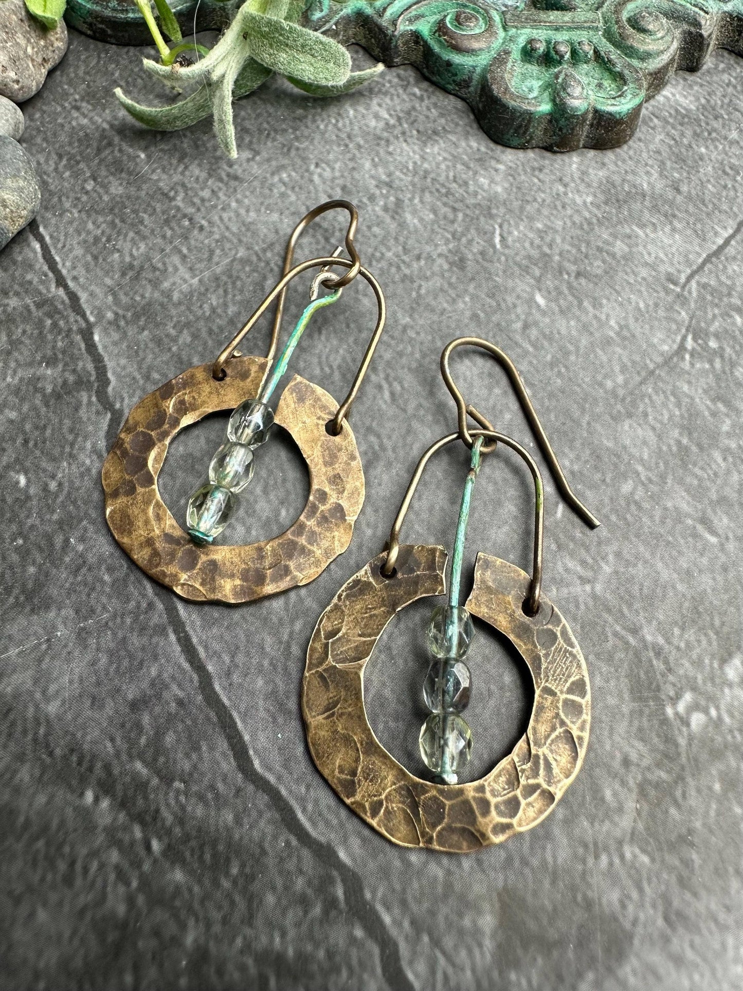 Organic Hammered Brass Earrings