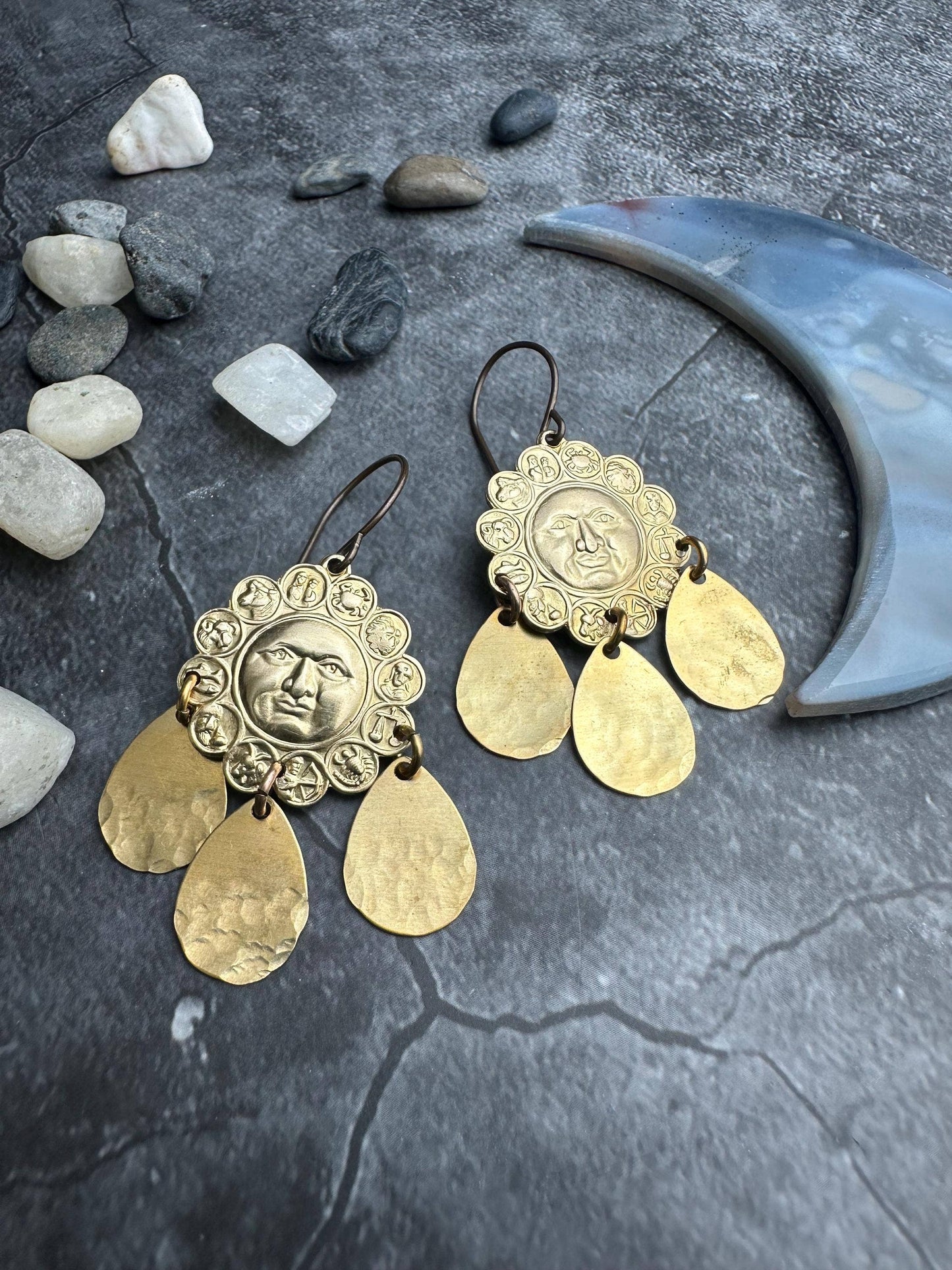 Sun Face Coin Earrings