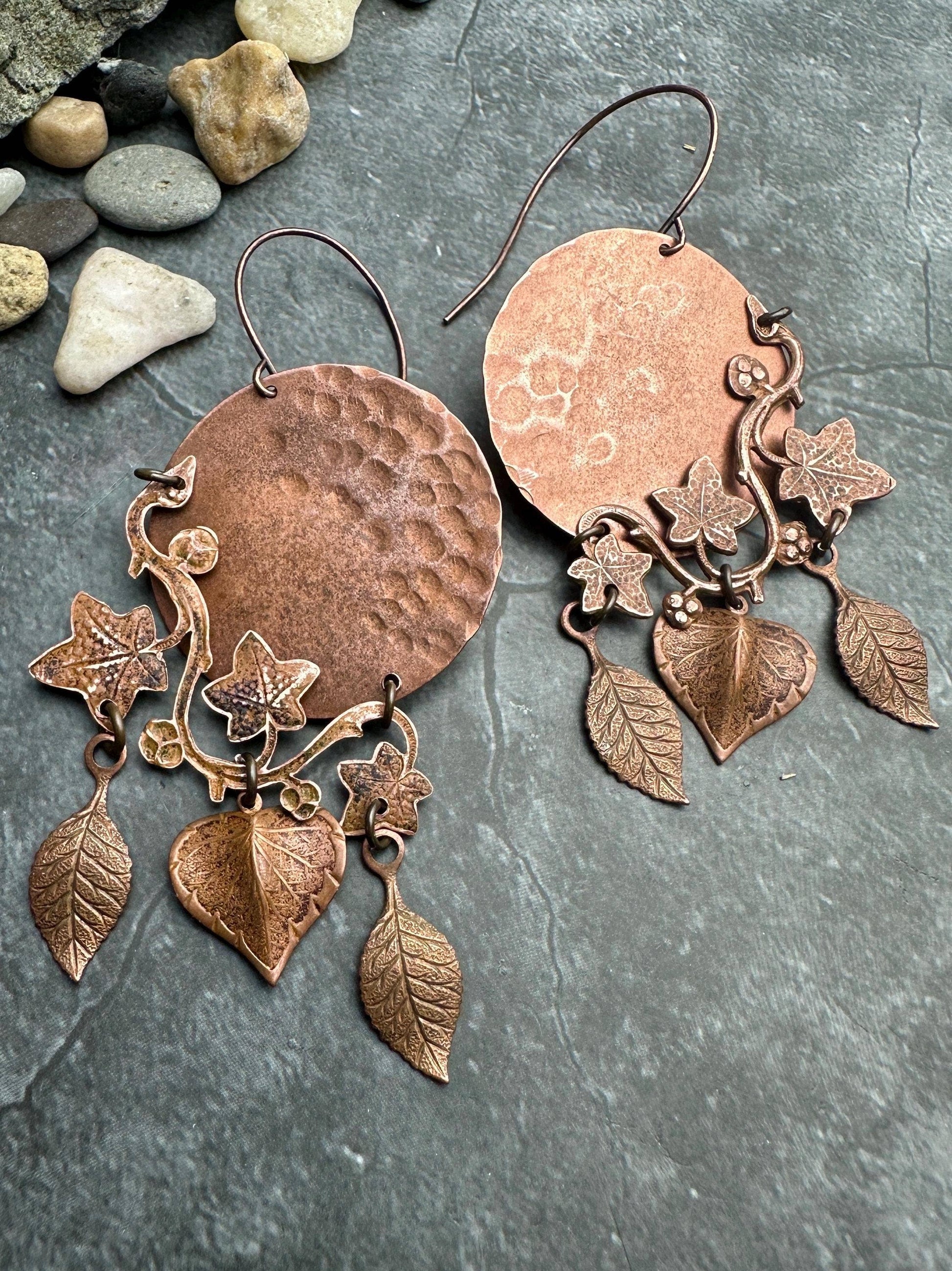 Ivy Moon Handcrafted Hammered Copper Earrings