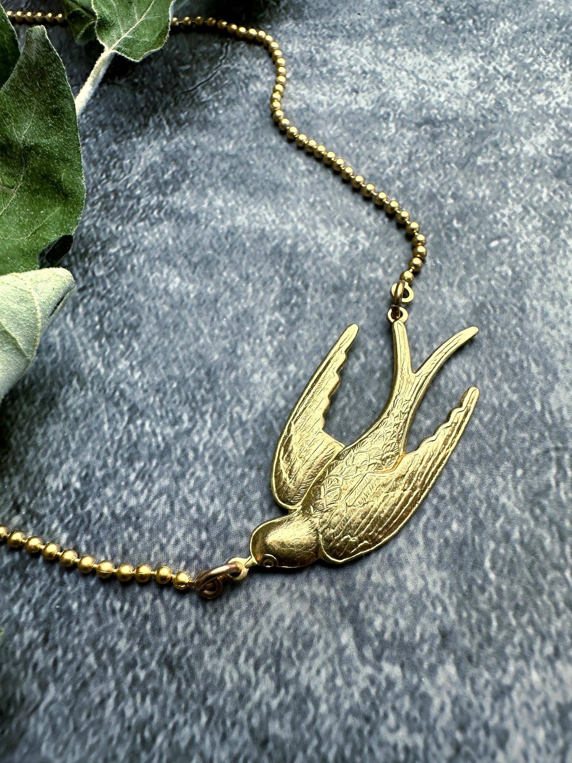 Enchanting Brass Bird Choker