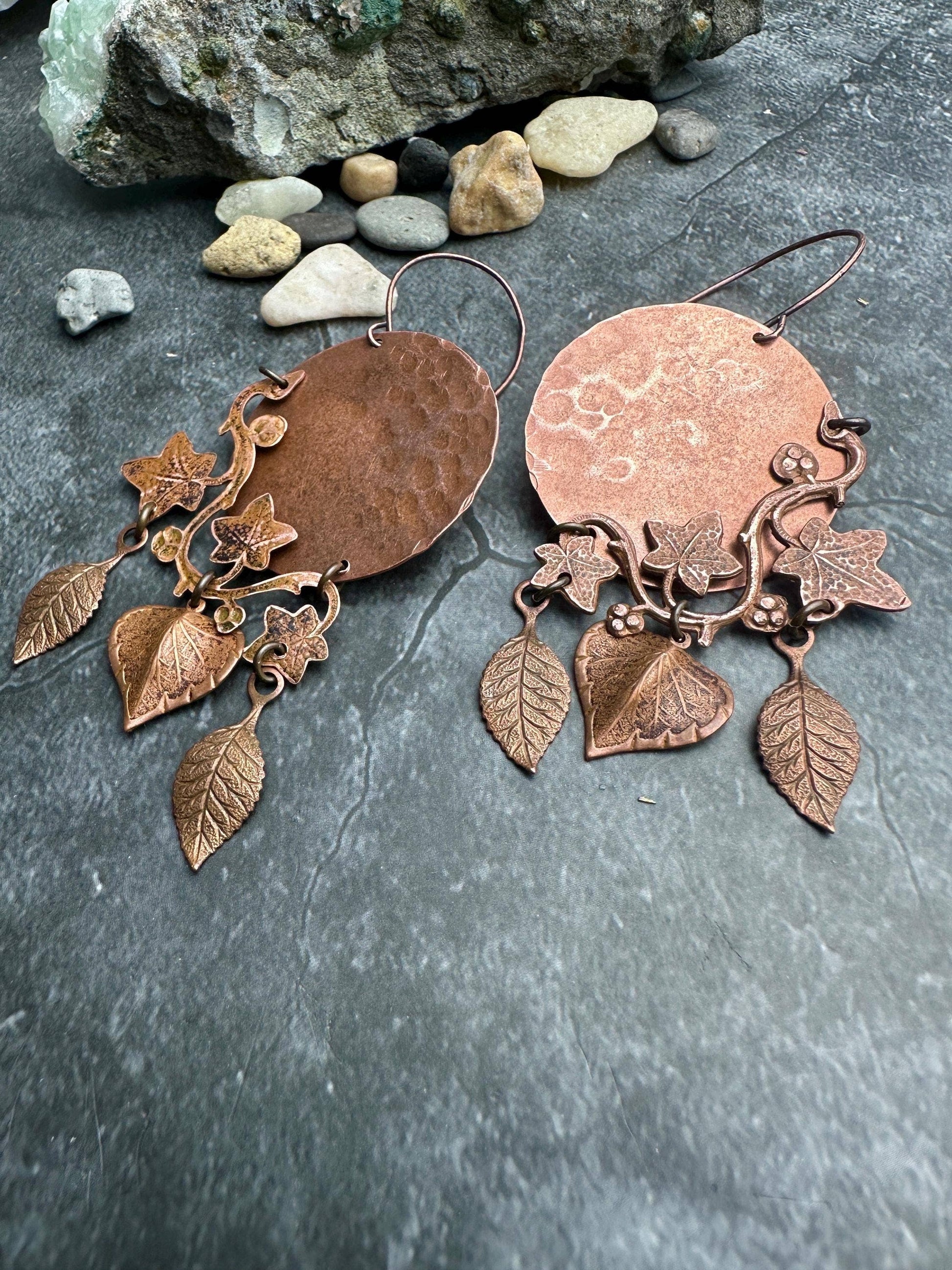 Ivy Moon Handcrafted Hammered Copper Earrings