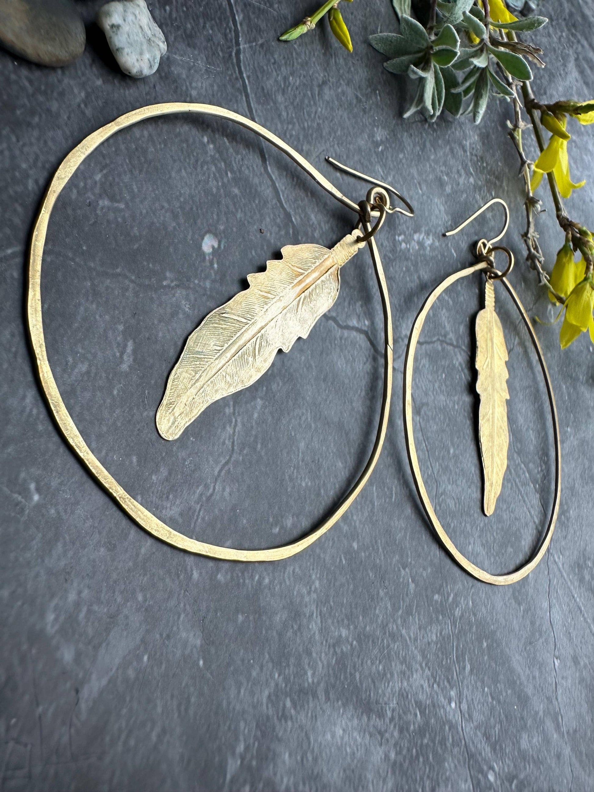 Spirit Feather Hoop Earrings