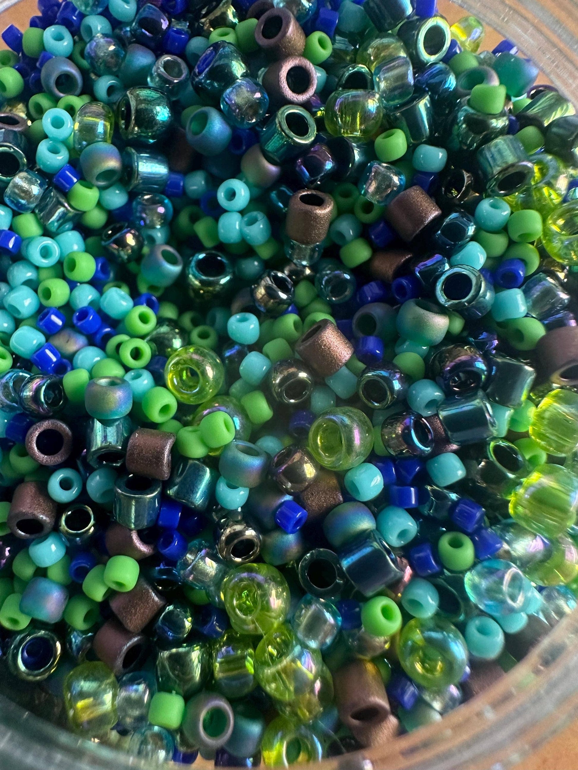 Seed Bead Necklace - Blue Green Layering Necklace