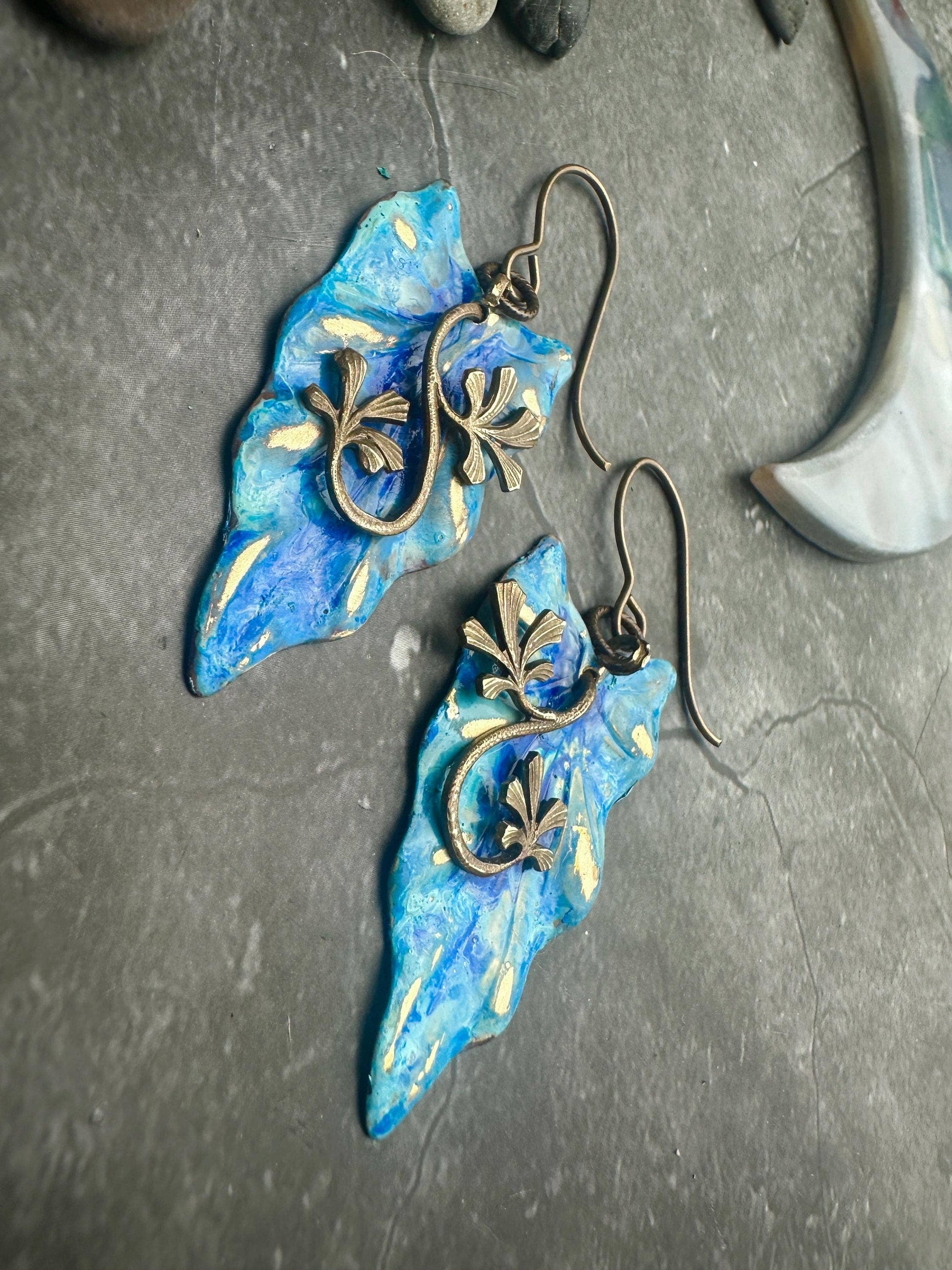 Fairy Leaf Earrings - Art Nouveau Style