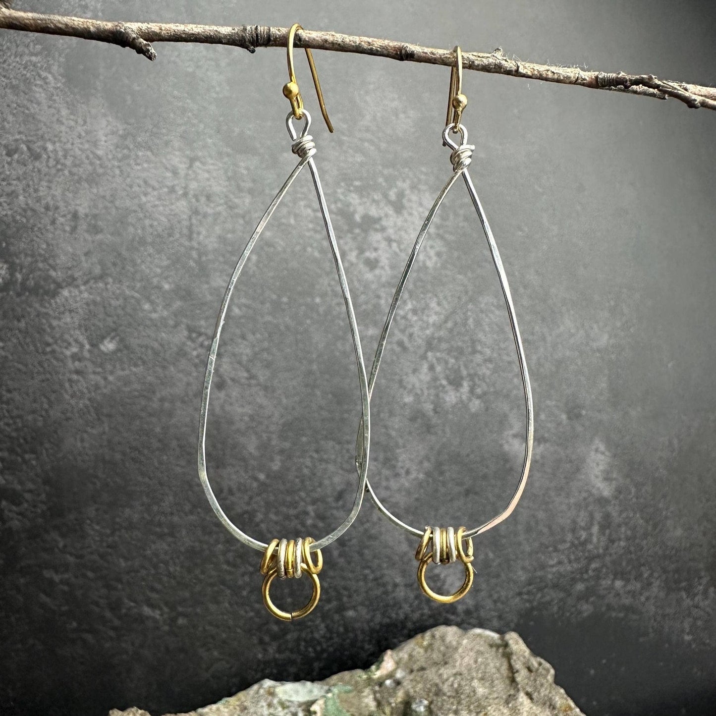 Mixed Metal Teardrop Earrings