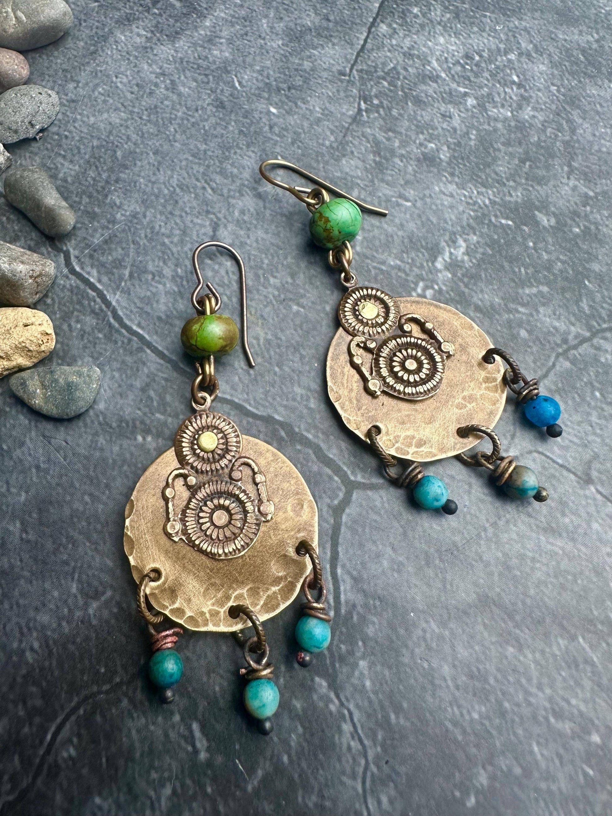 Etruscan Brass Chandelier Earrings
