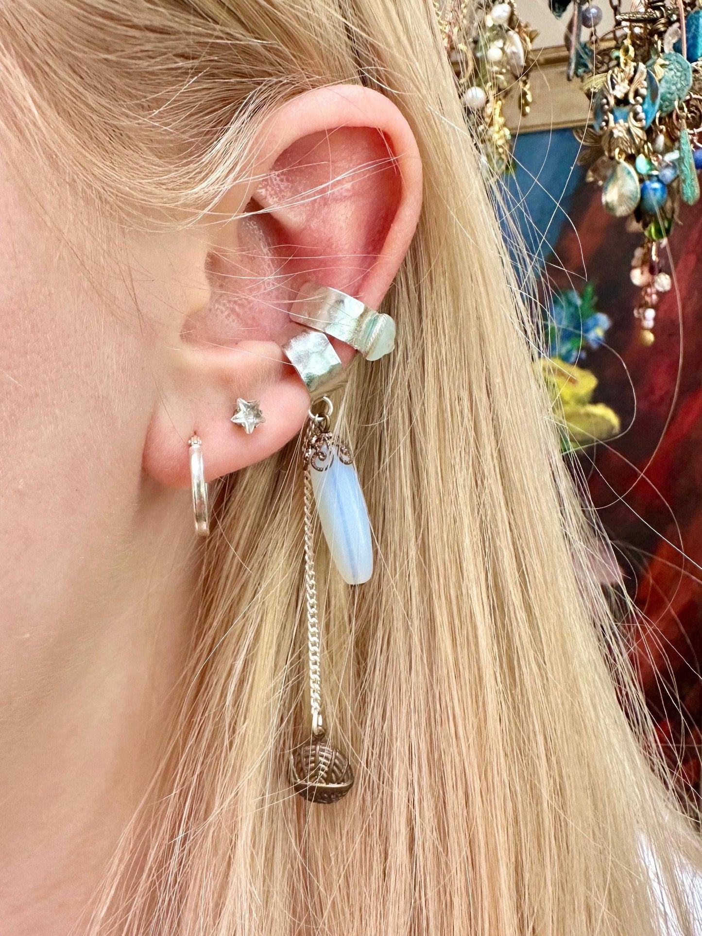 Ethereal Crystal Ball Ear Cuff Set