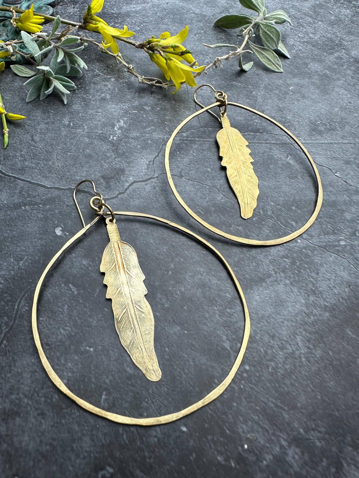 Spirit Feather Hoop Earrings