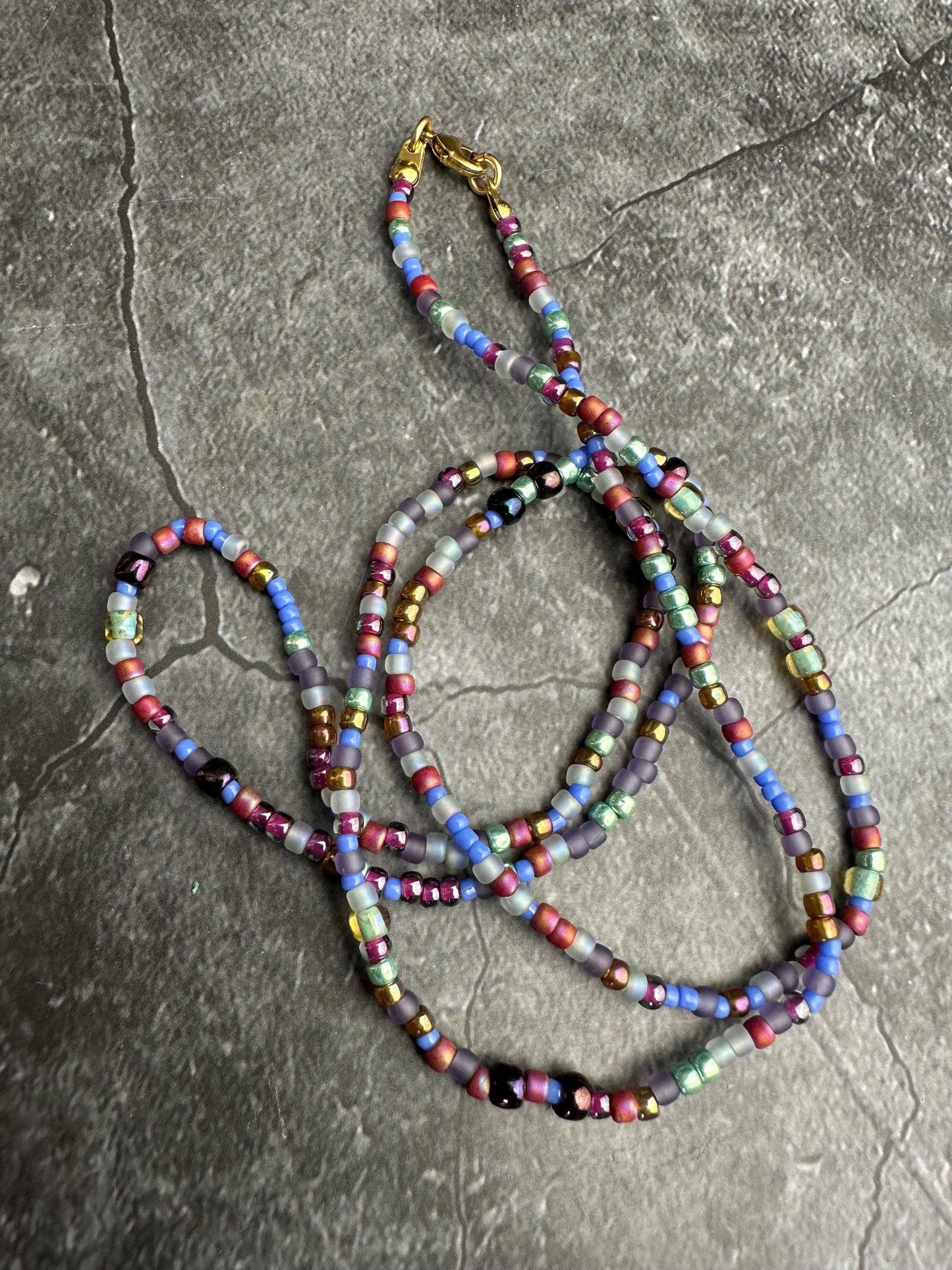 Seed Bead Necklace - Colorful Layering Necklace