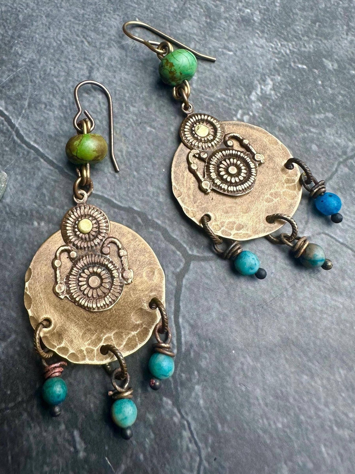 Etruscan Brass Chandelier Earrings