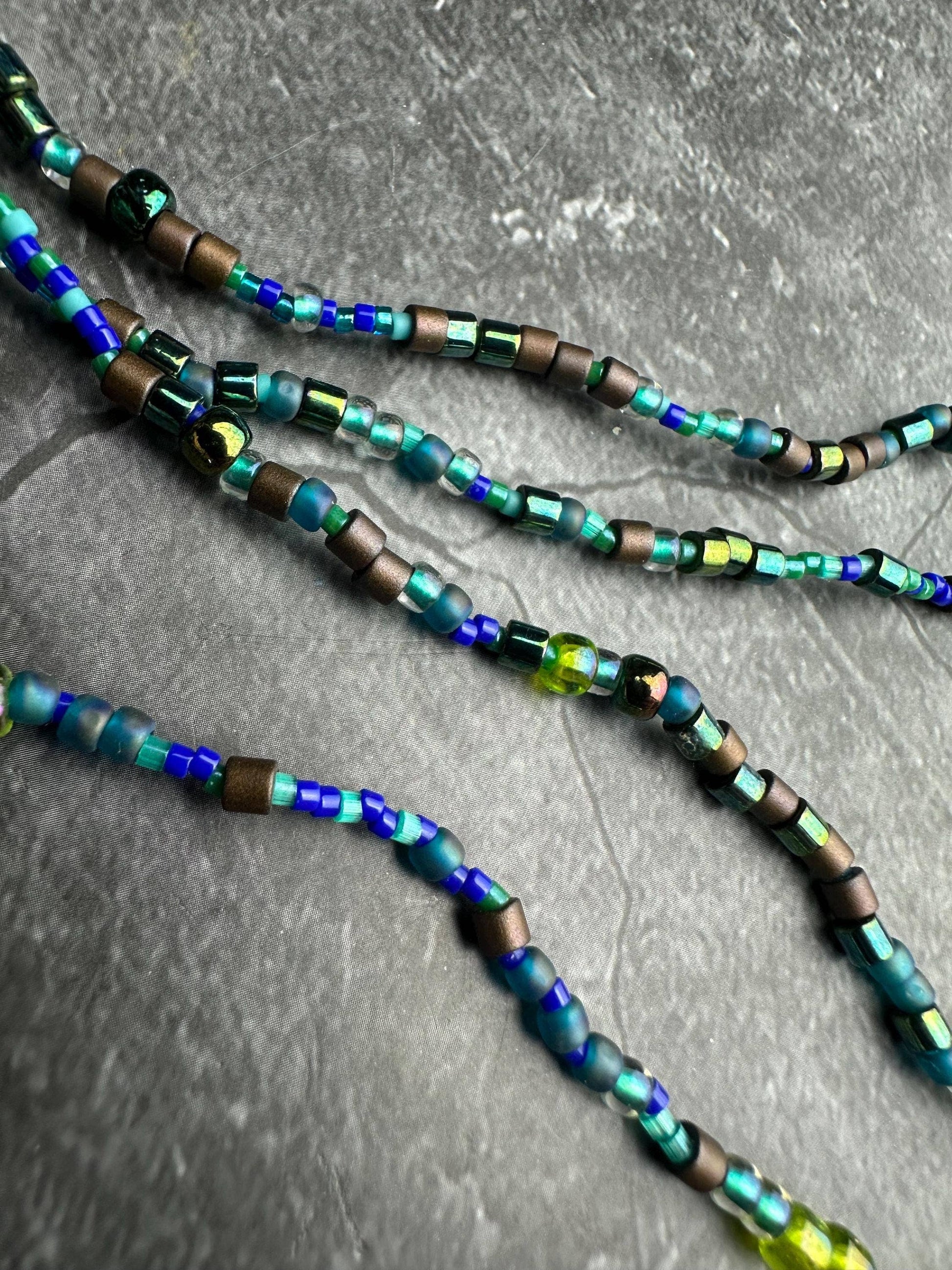 Seed Bead Necklace - Blue Green Layering Necklace