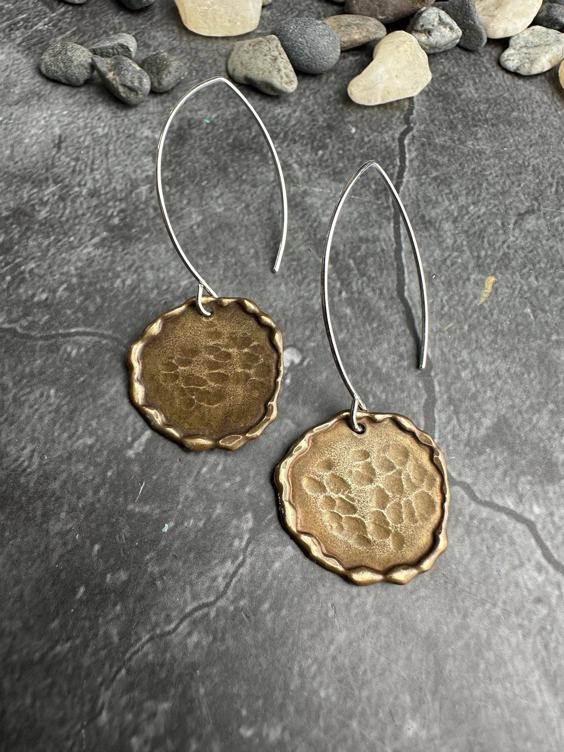 Brass & Silver Earrings - Bohemian Brutalist Jewelry