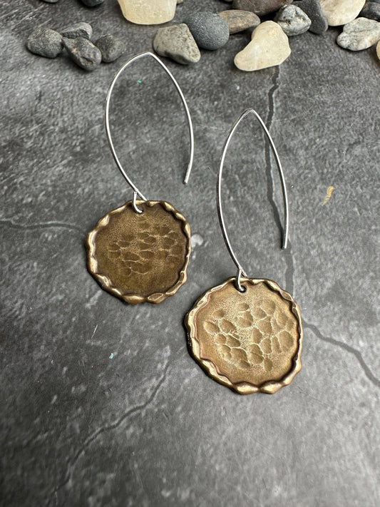 Brass & Silver Earrings - Bohemian Brutalist Jewelry