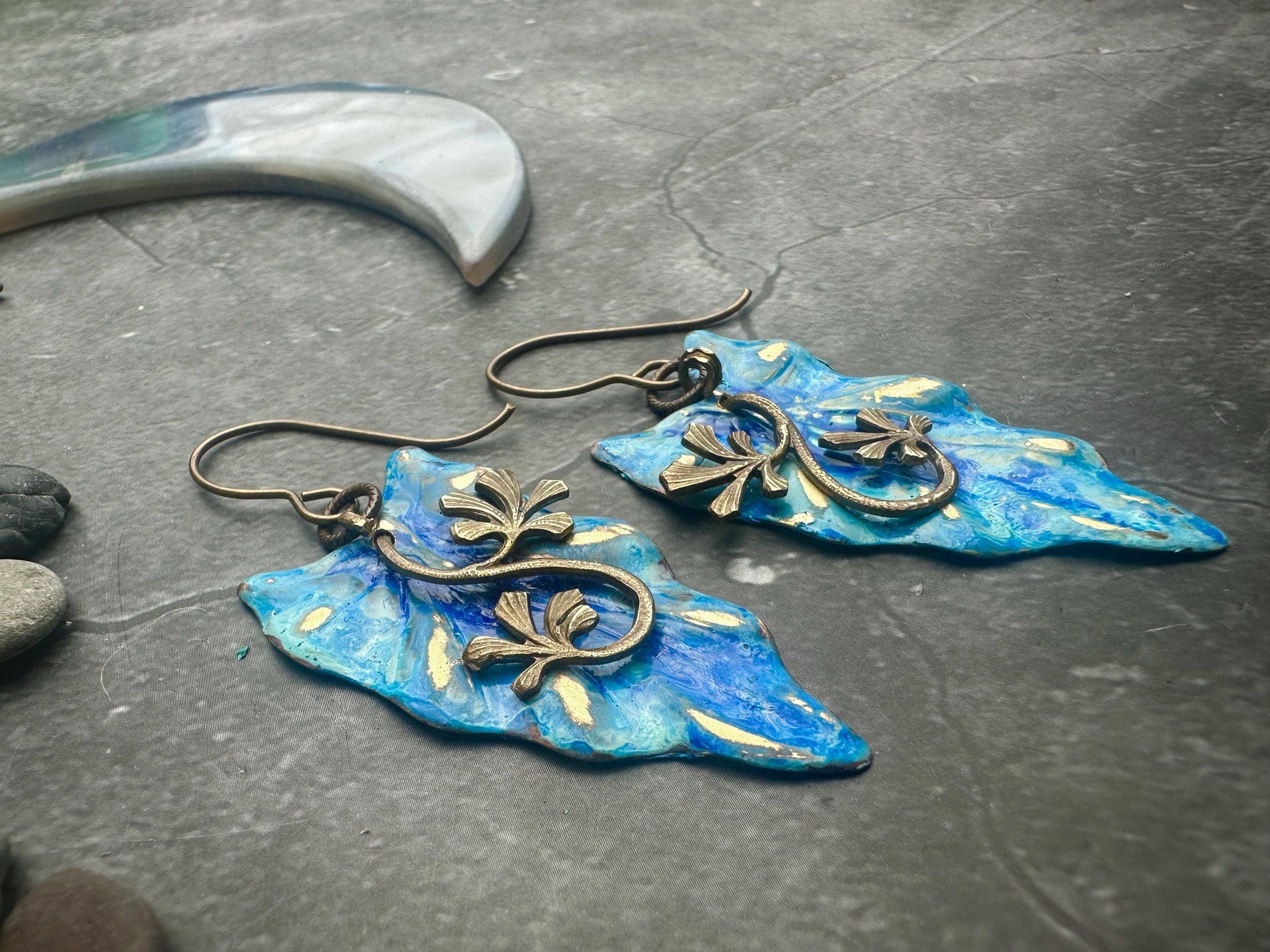 Fairy Leaf Earrings - Art Nouveau Style