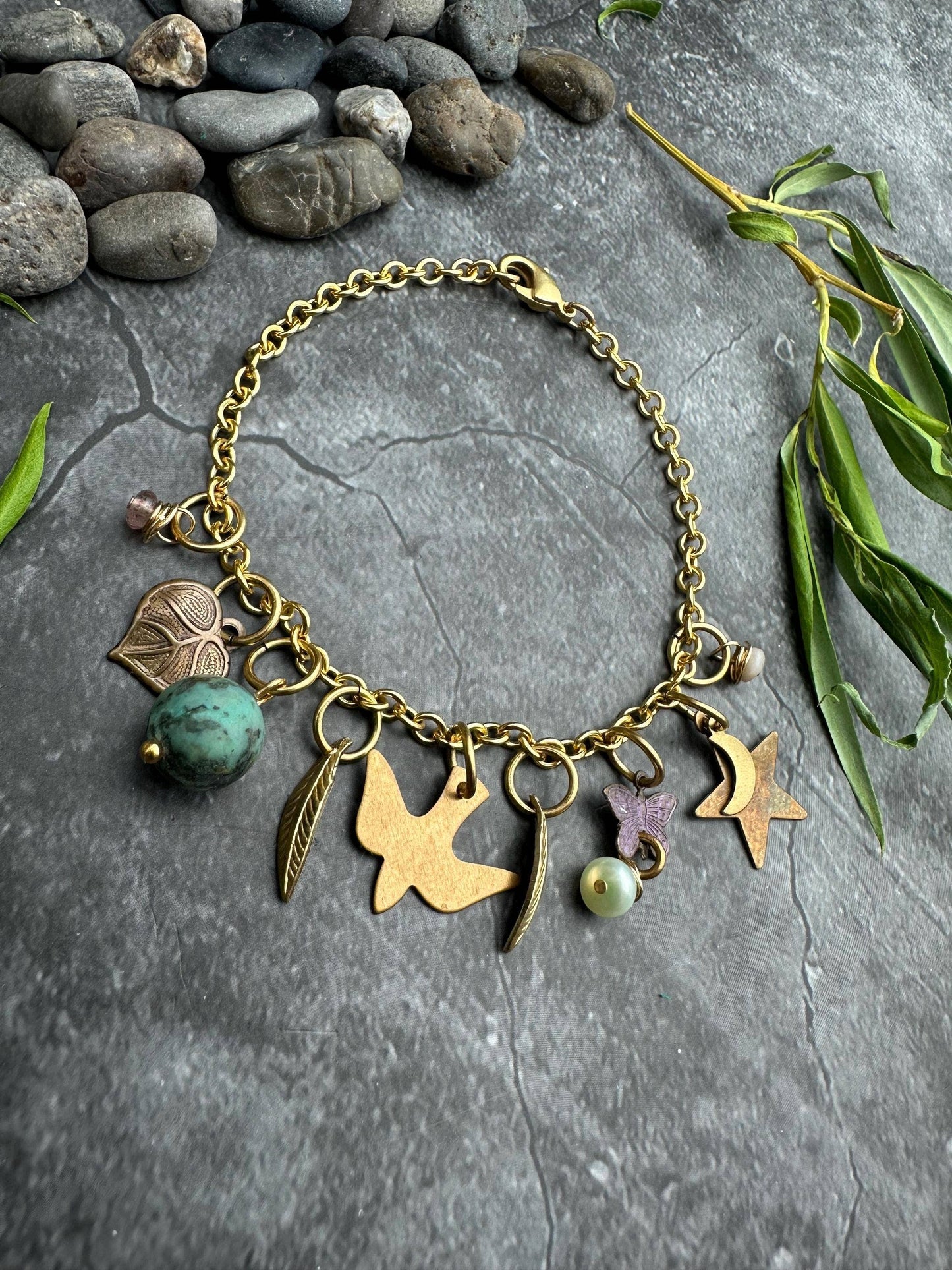 Bird Moon Butterfly Charm Bracelet