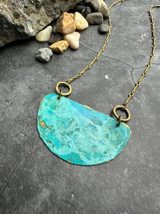 Geometric Half Circle Disc Necklace