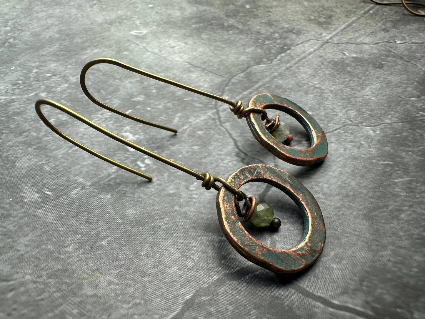 Elongated Frame Earrings - Minimal Style copper