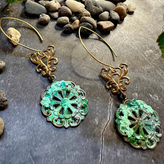 Flourish Filigree Earrings- Handmade Solid Brass