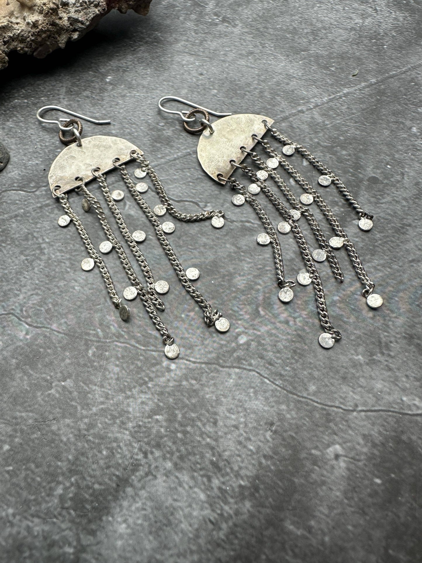 Handcrafted Hammered Artisan Silver Earrings