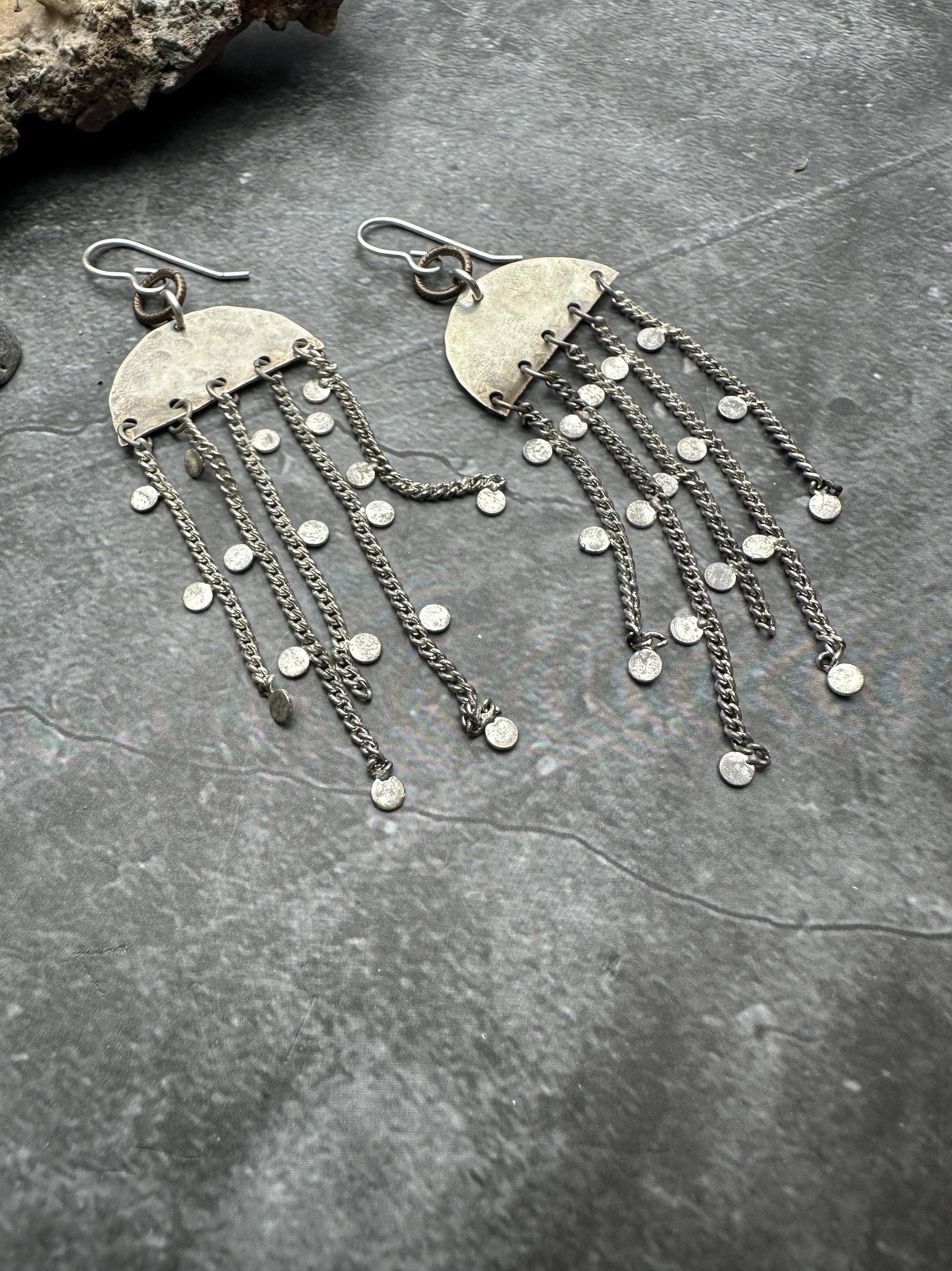 Handcrafted Hammered Artisan Silver Earrings