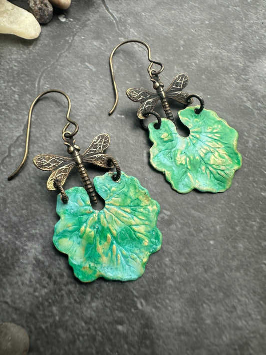 Dragonfly Garden Floral Statement Earrings