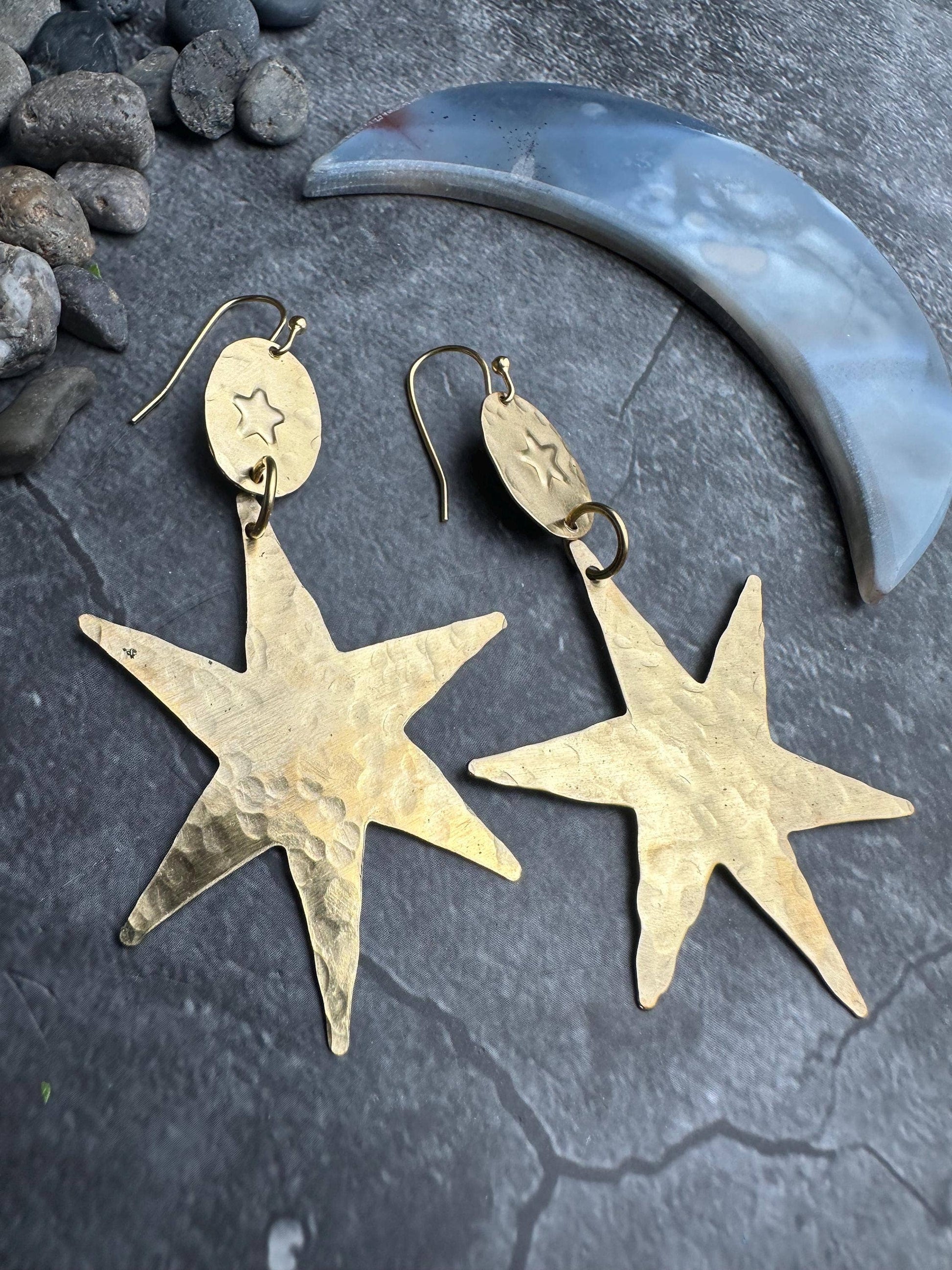 Brass Starburst Earrings