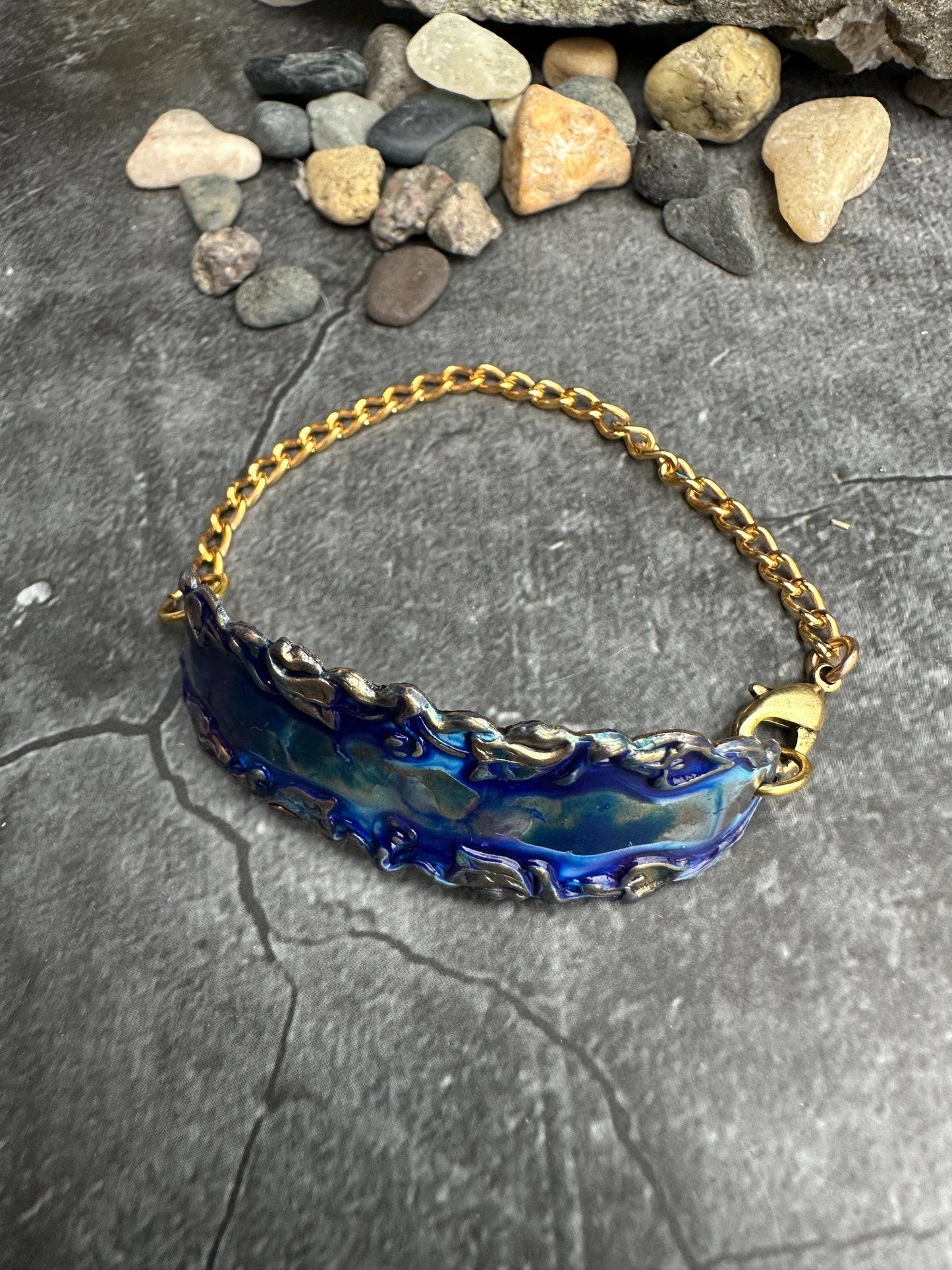 Lily Vine Bracelet - Solid Brass & Hand Patina