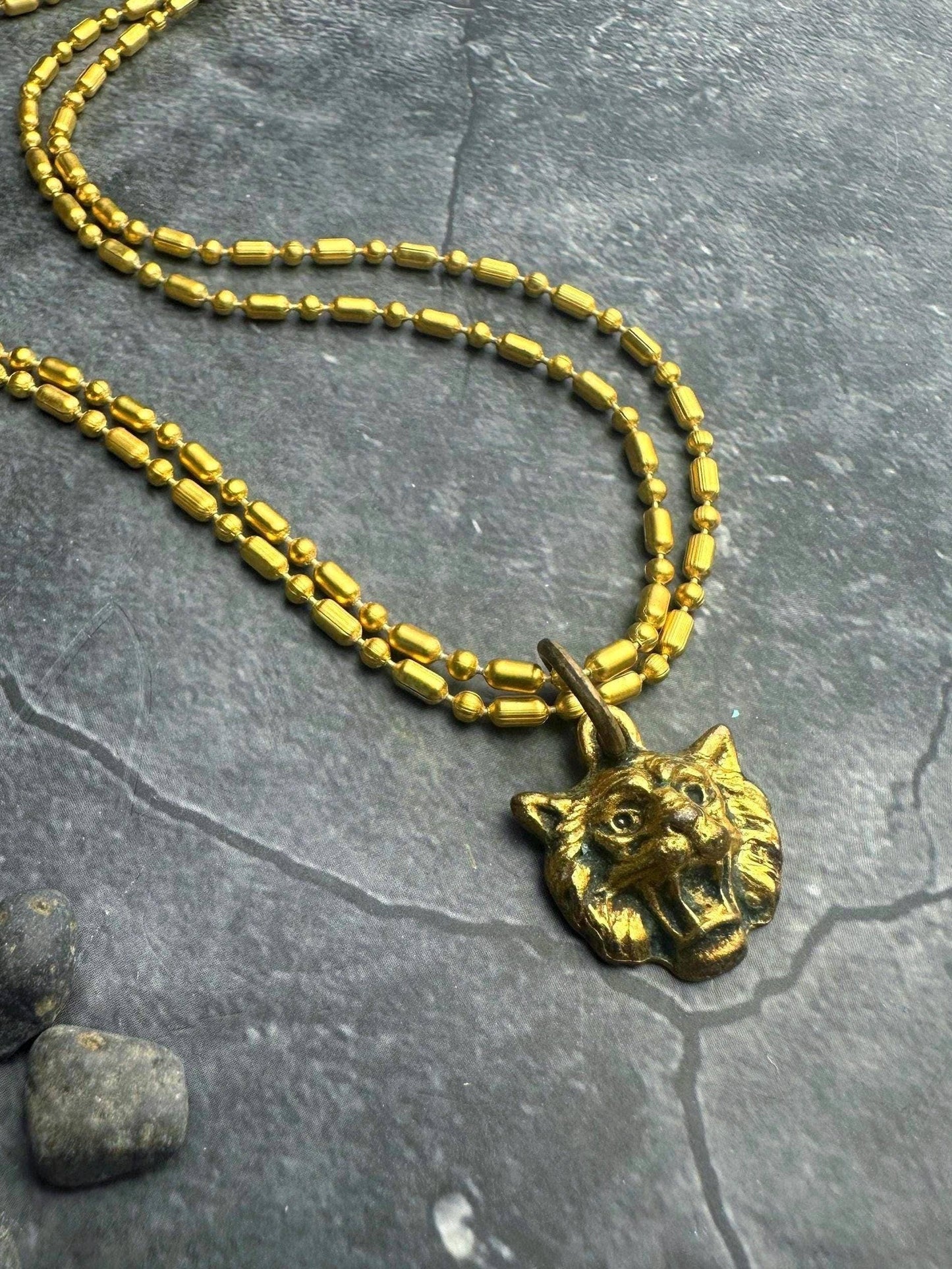 Wildcat Cougar Double Chain Necklace - 10k Gold Plated
